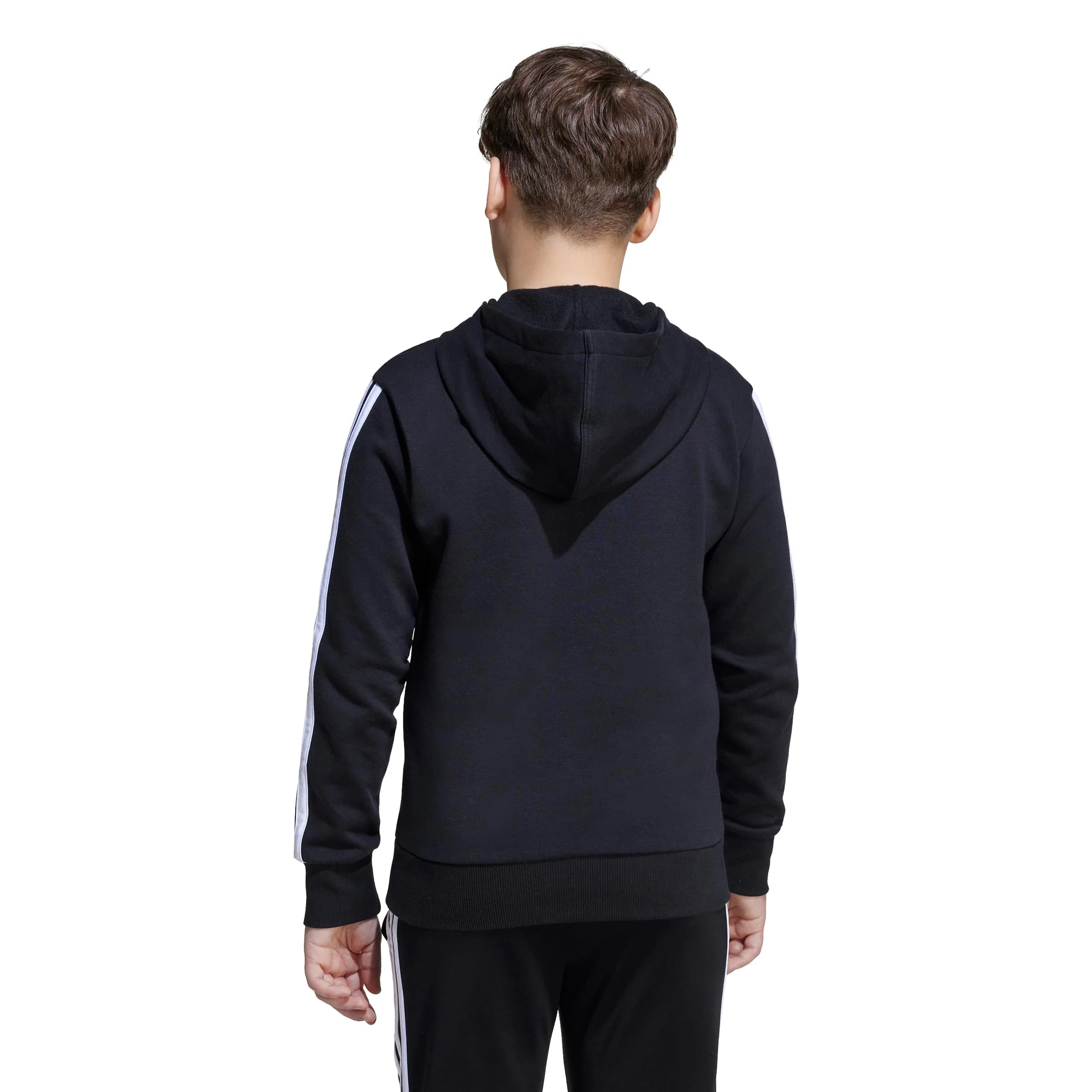 3Stripes Fleece Huvtröja Pojkar - svart, vit - Image 3