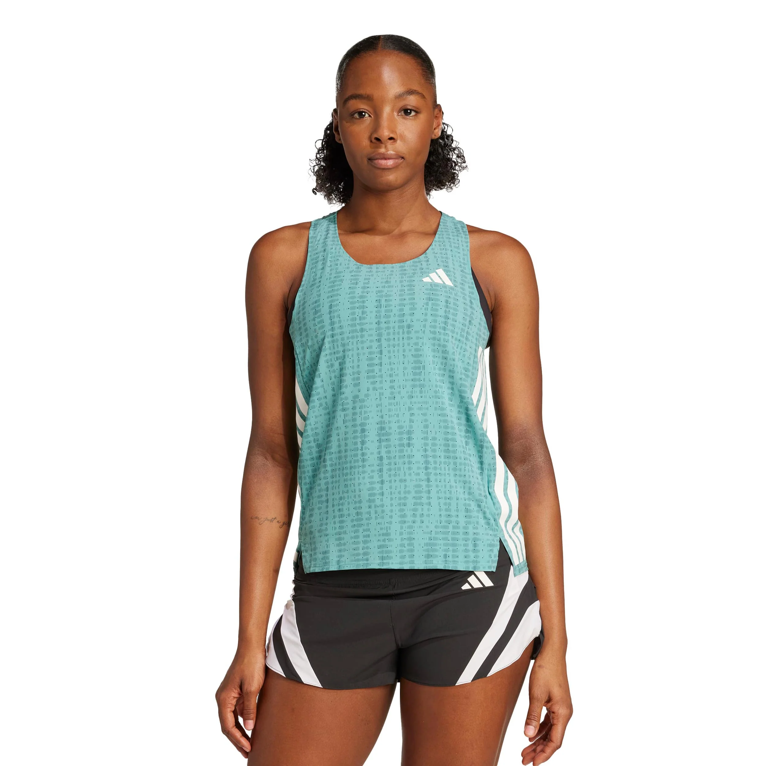 Adizero Singlet Löpartröja Damer-Turkos,Mörkgrön - Image 2