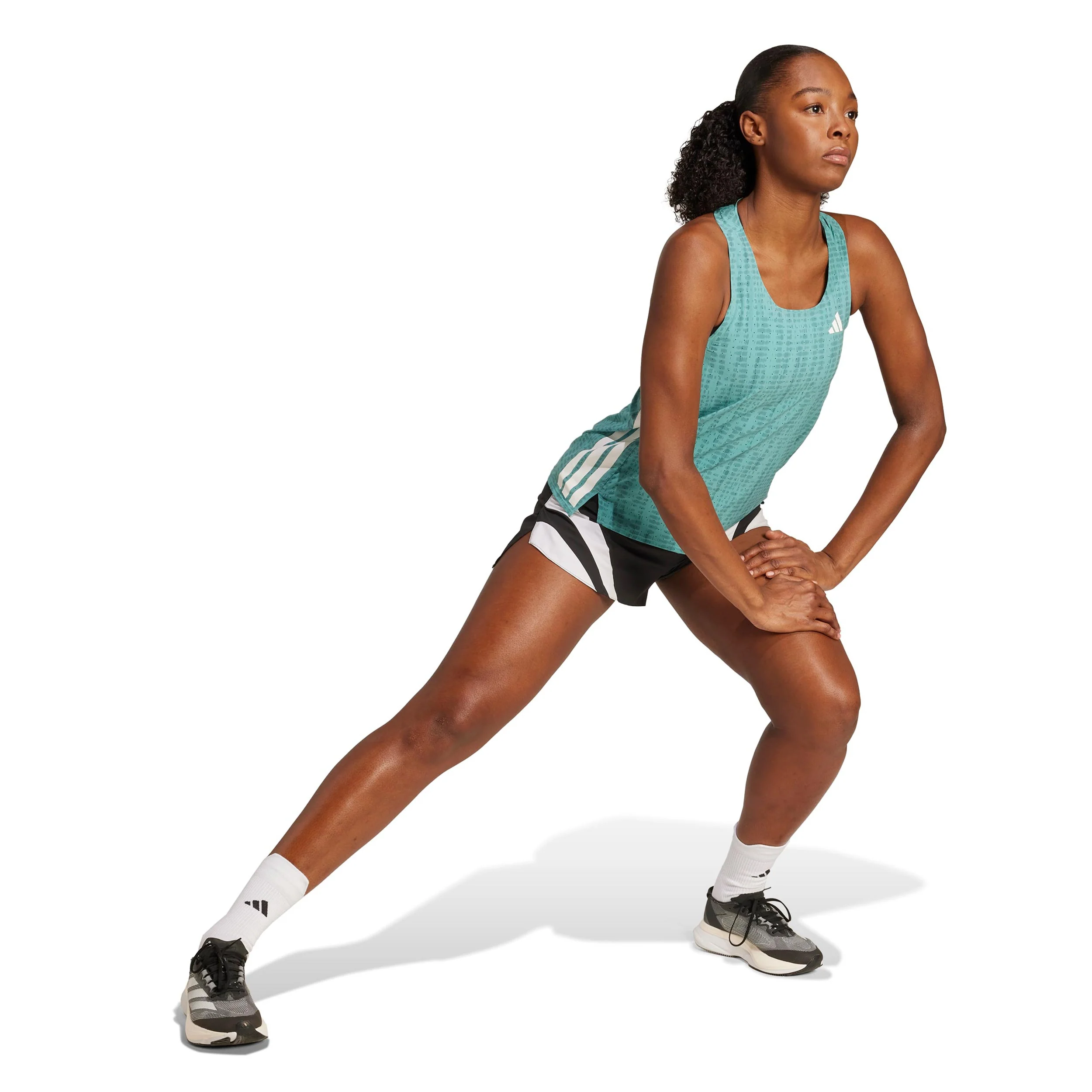 Adizero Singlet Löpartröja Damer-Turkos,Mörkgrön - Image 4