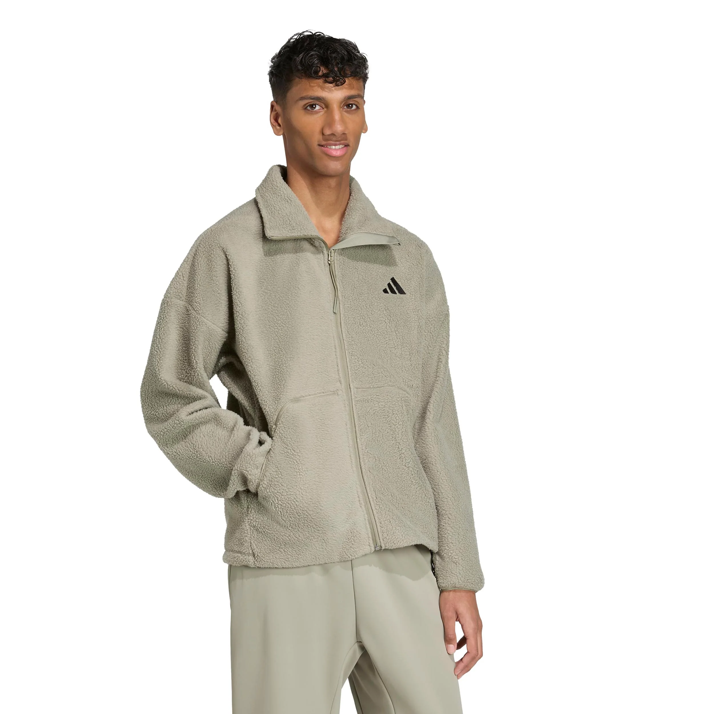 Fleece Full-Zip Träningsjacka Herrar-beige - Image 4