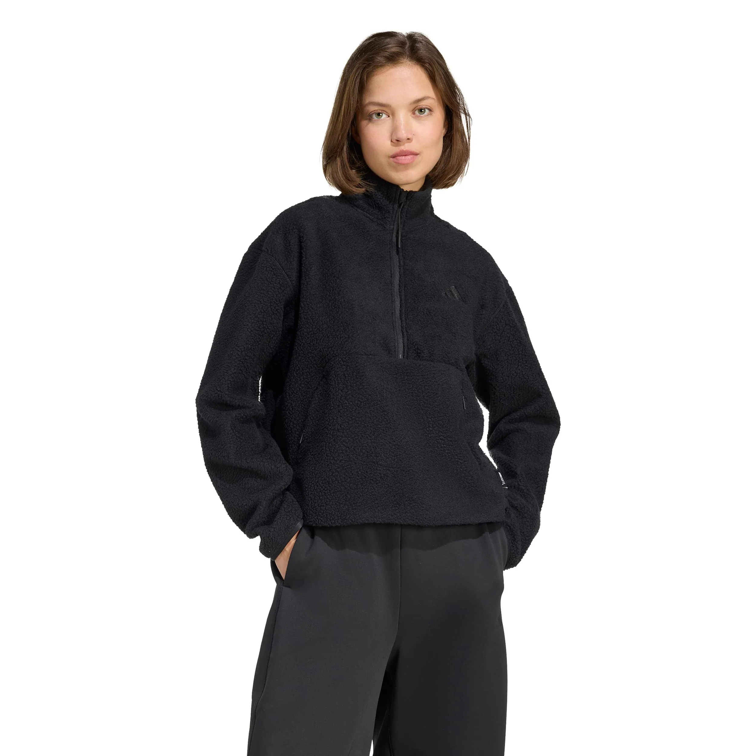 Fleece Half-Zip Tröja Damer-svart - Image 2