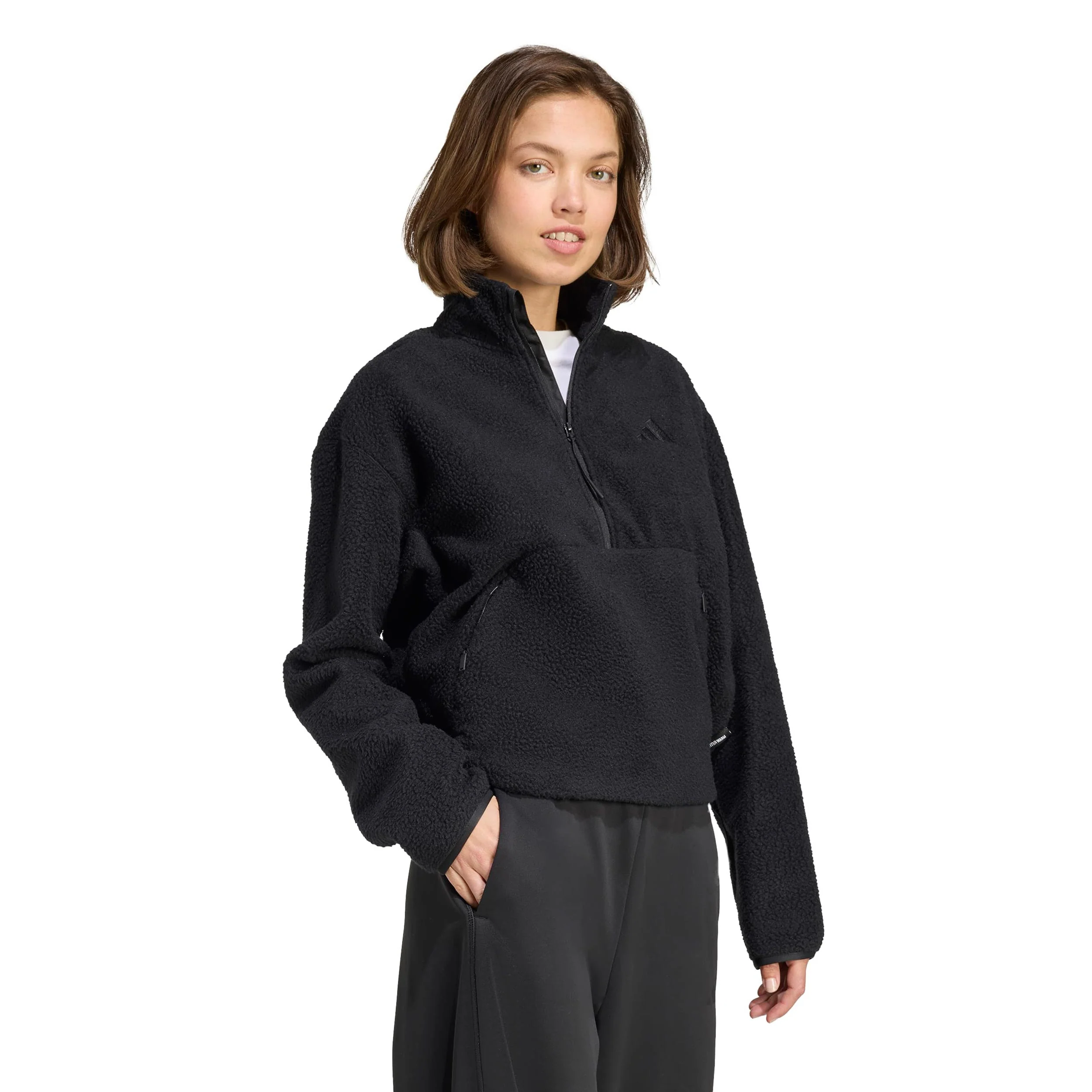 Fleece Half-Zip Tröja Damer-svart - Image 4