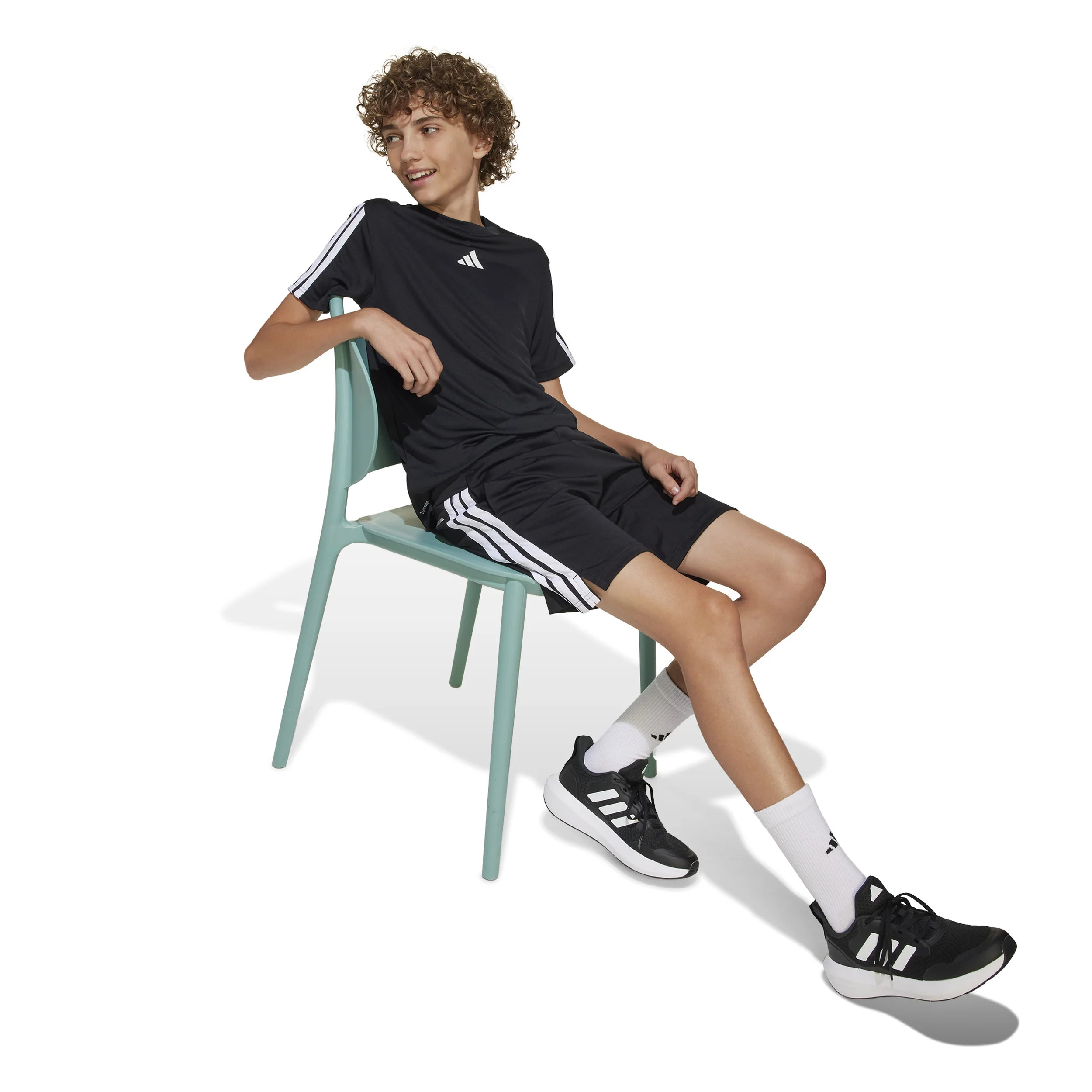 Training Essentials 3 Stripes T-shirt Barn-Svart,Vit - Image 4