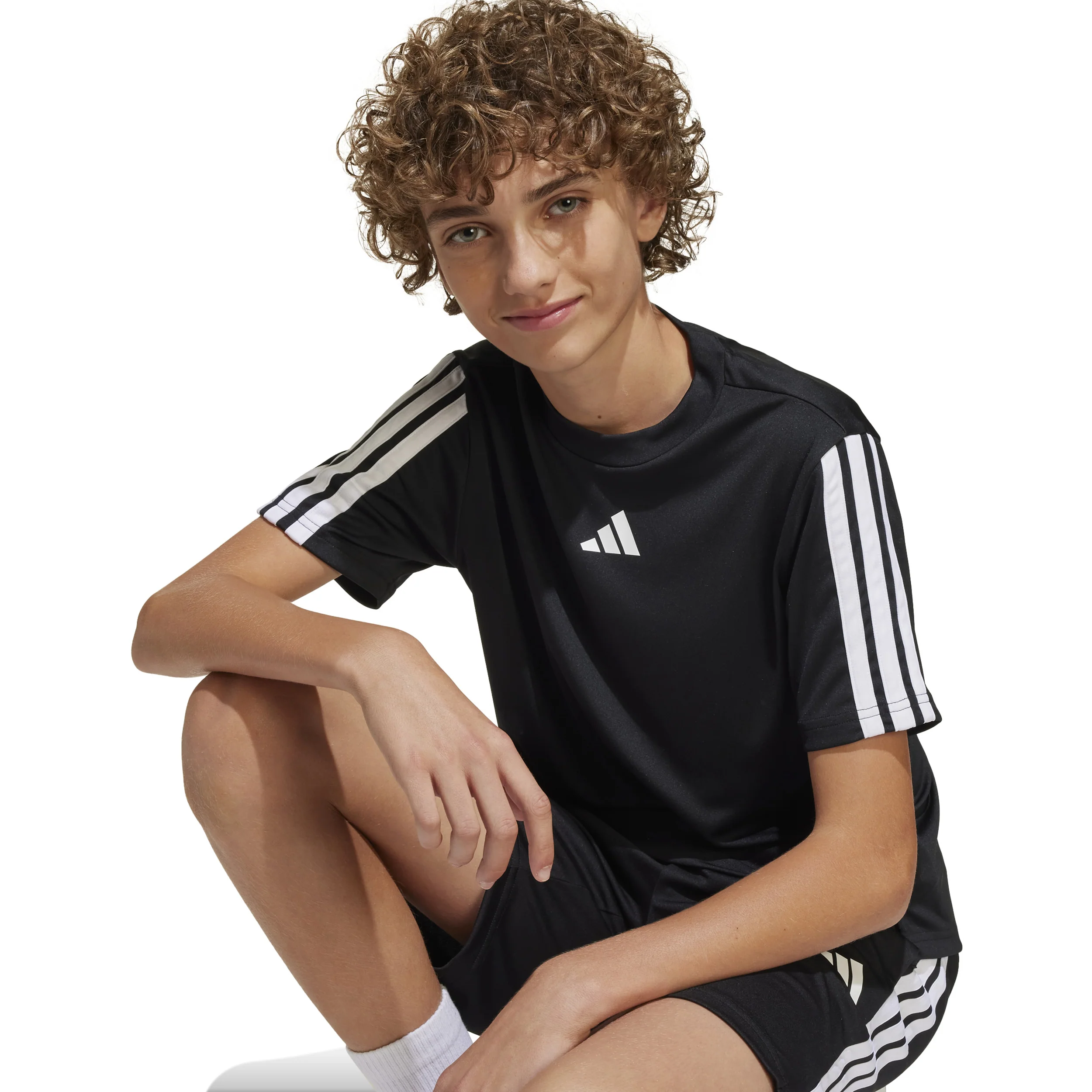 Training Essentials 3 Stripes T-shirt Barn-Svart,Vit - Image 5