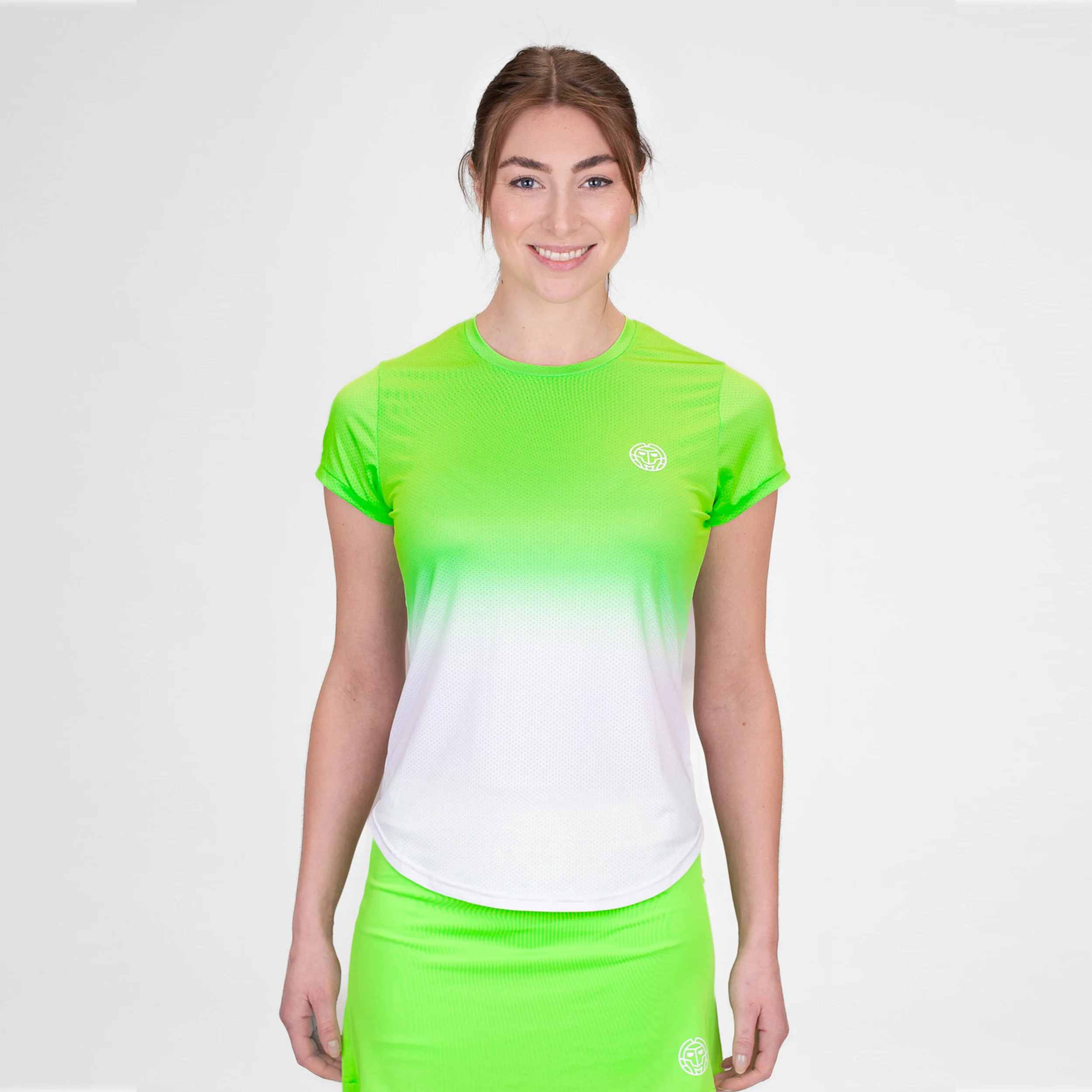Crew Gradiant T-shirt Damer-Neongrön,Vit - Image 6