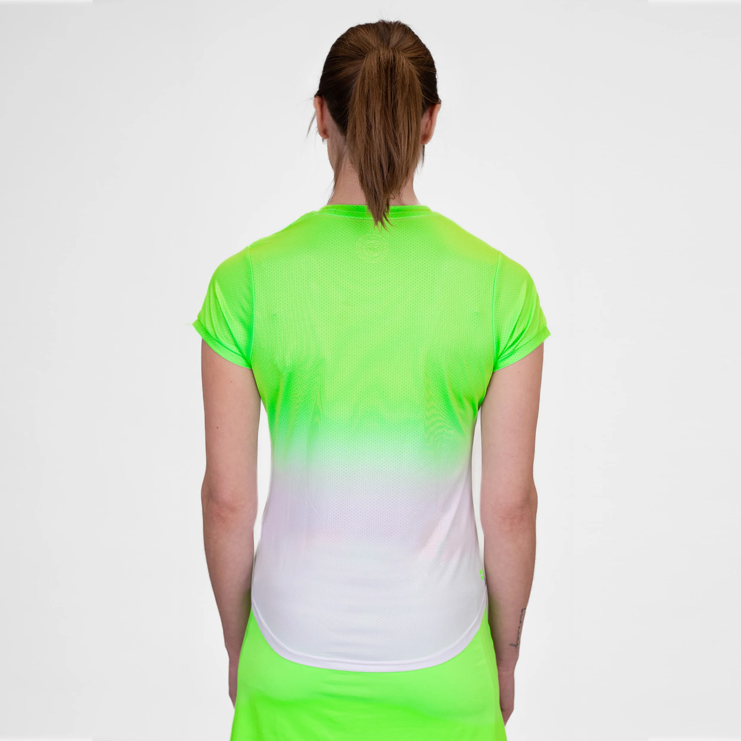Crew Gradiant T-shirt Damer-Neongrön,Vit - Image 7