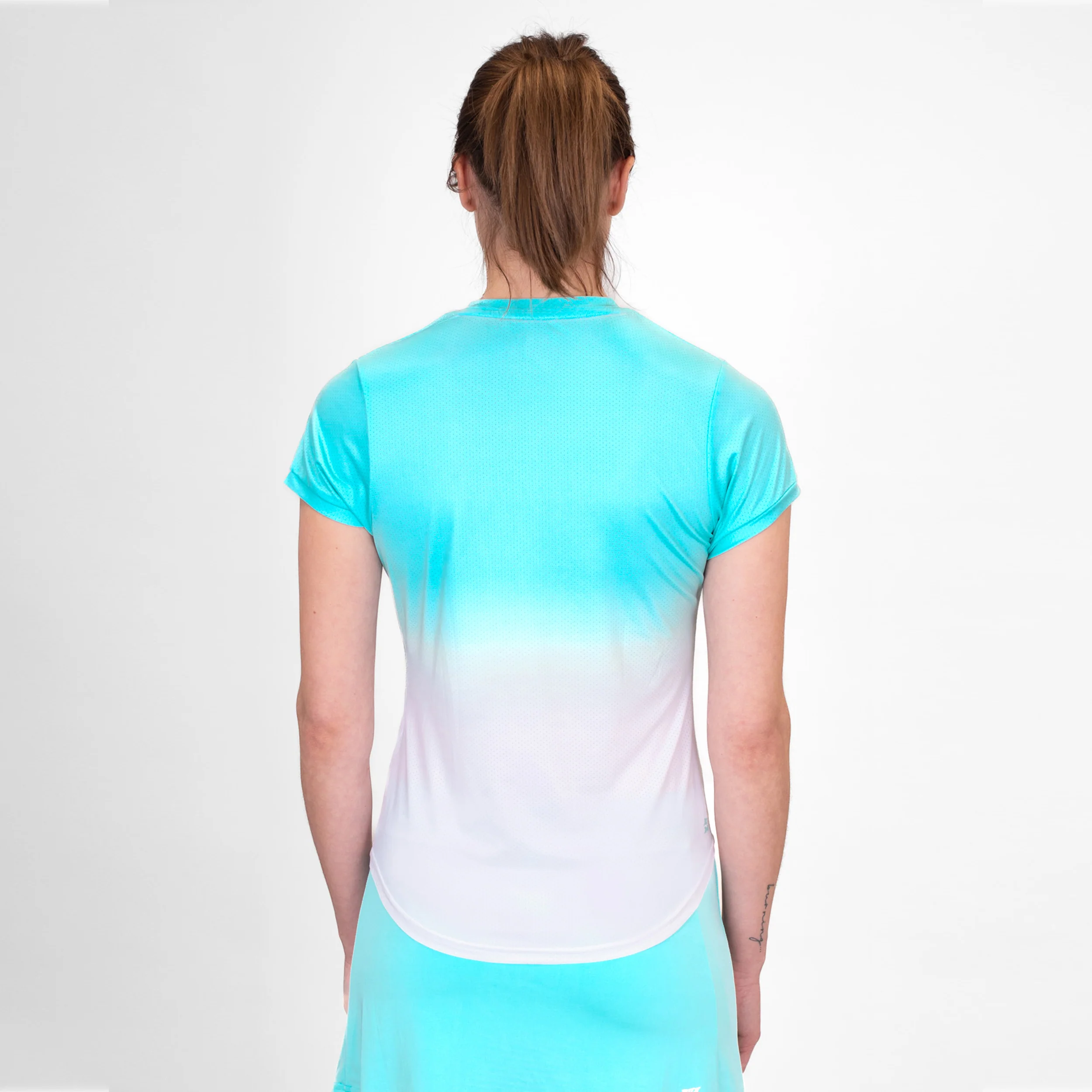 Crew Gradiant T-shirt Damer-Turkos,Vit - Image 7