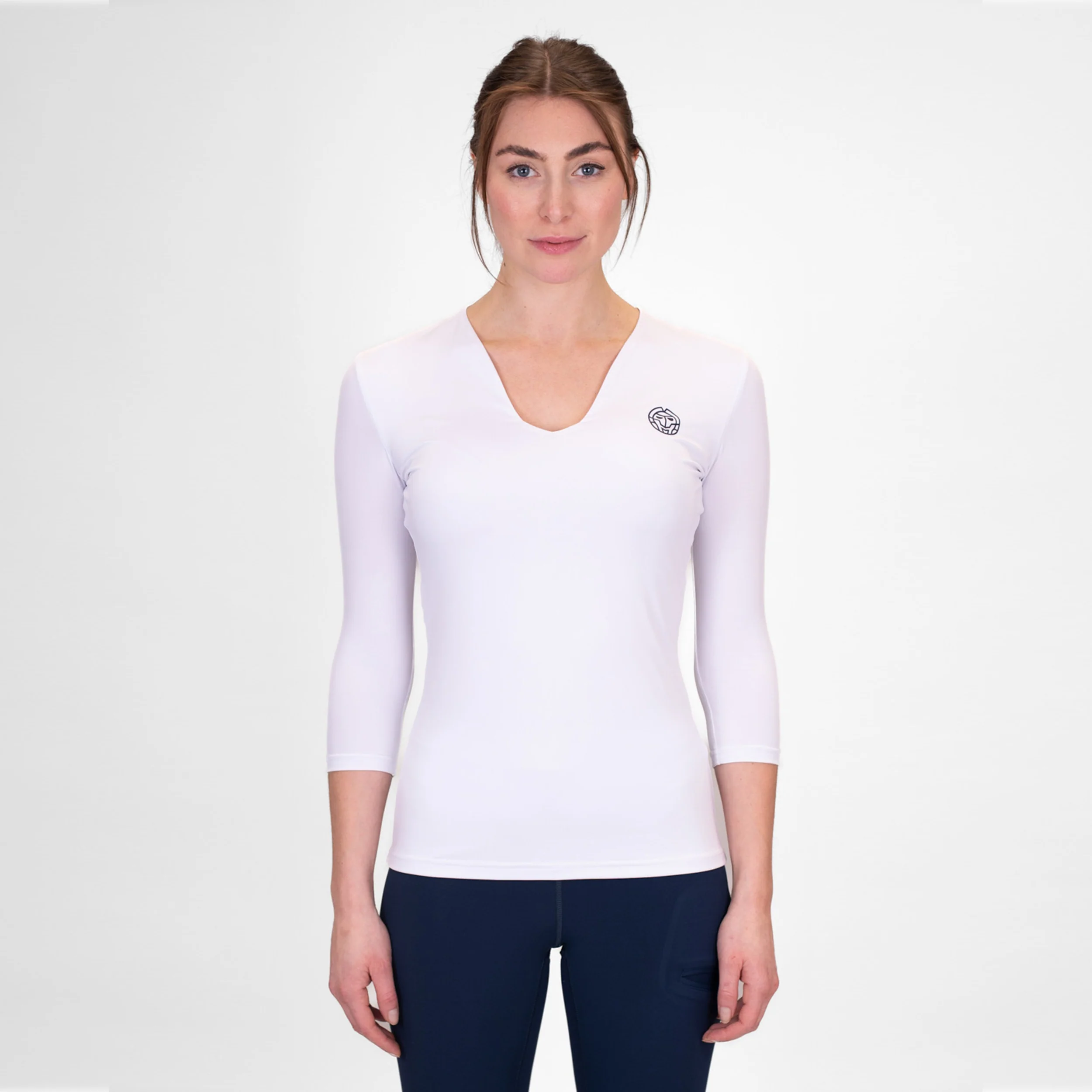 Crew V-Neck Långärmat Damer-Vit