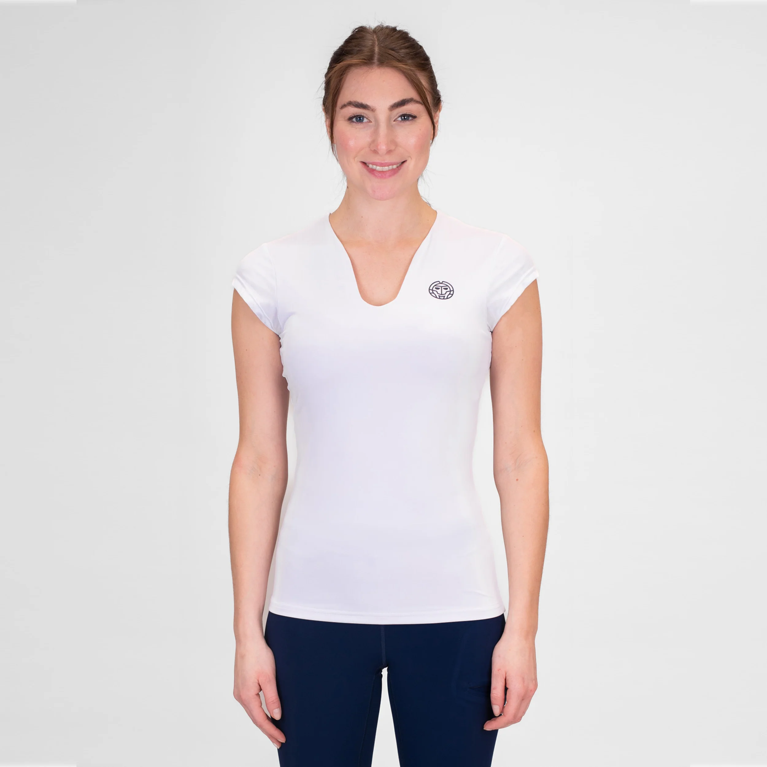 Crew V-Neck T-shirt Damer-Vit - Image 5