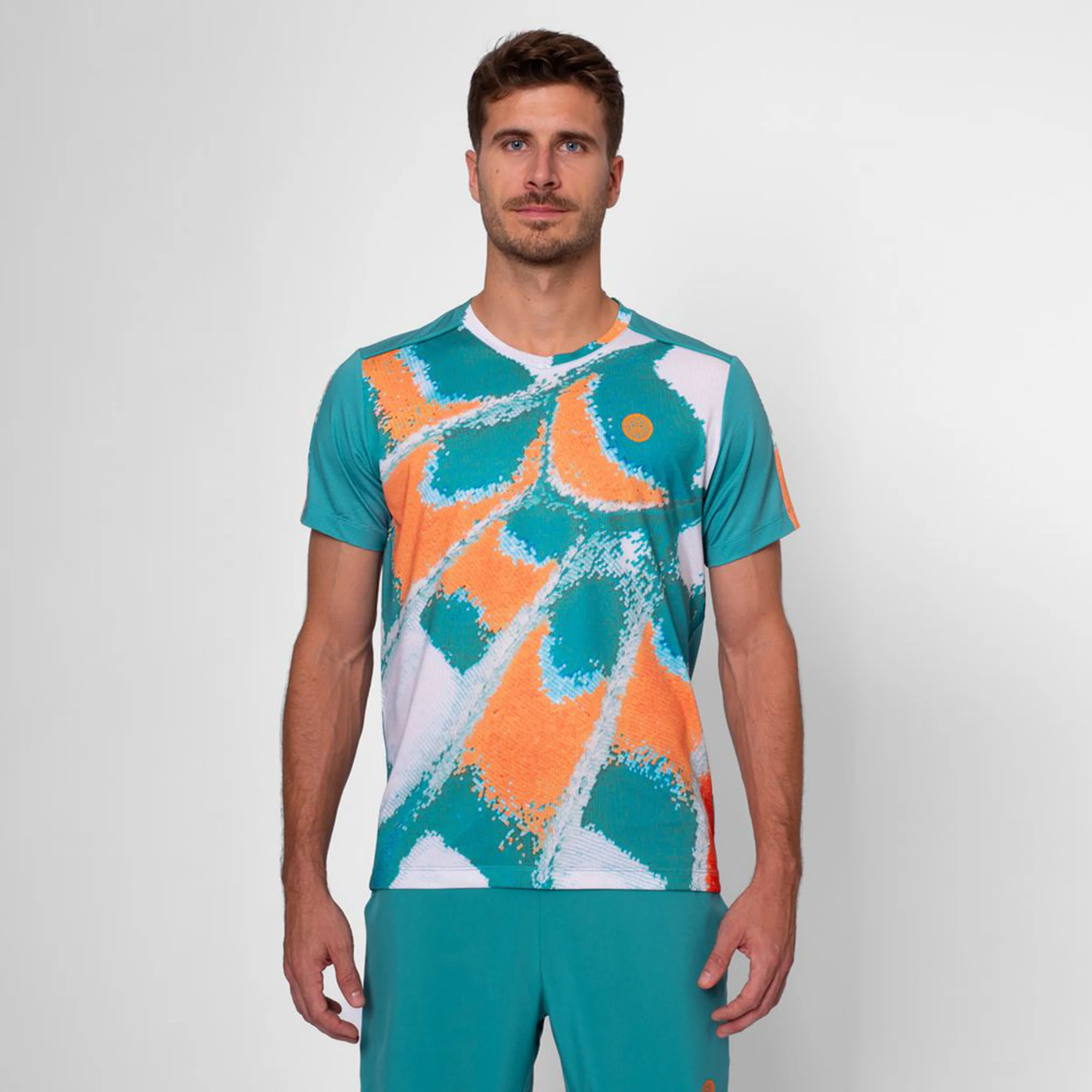 Melbourne 2025 V-Neck T-shirt Herrar-Petrol,Orange - Image 3