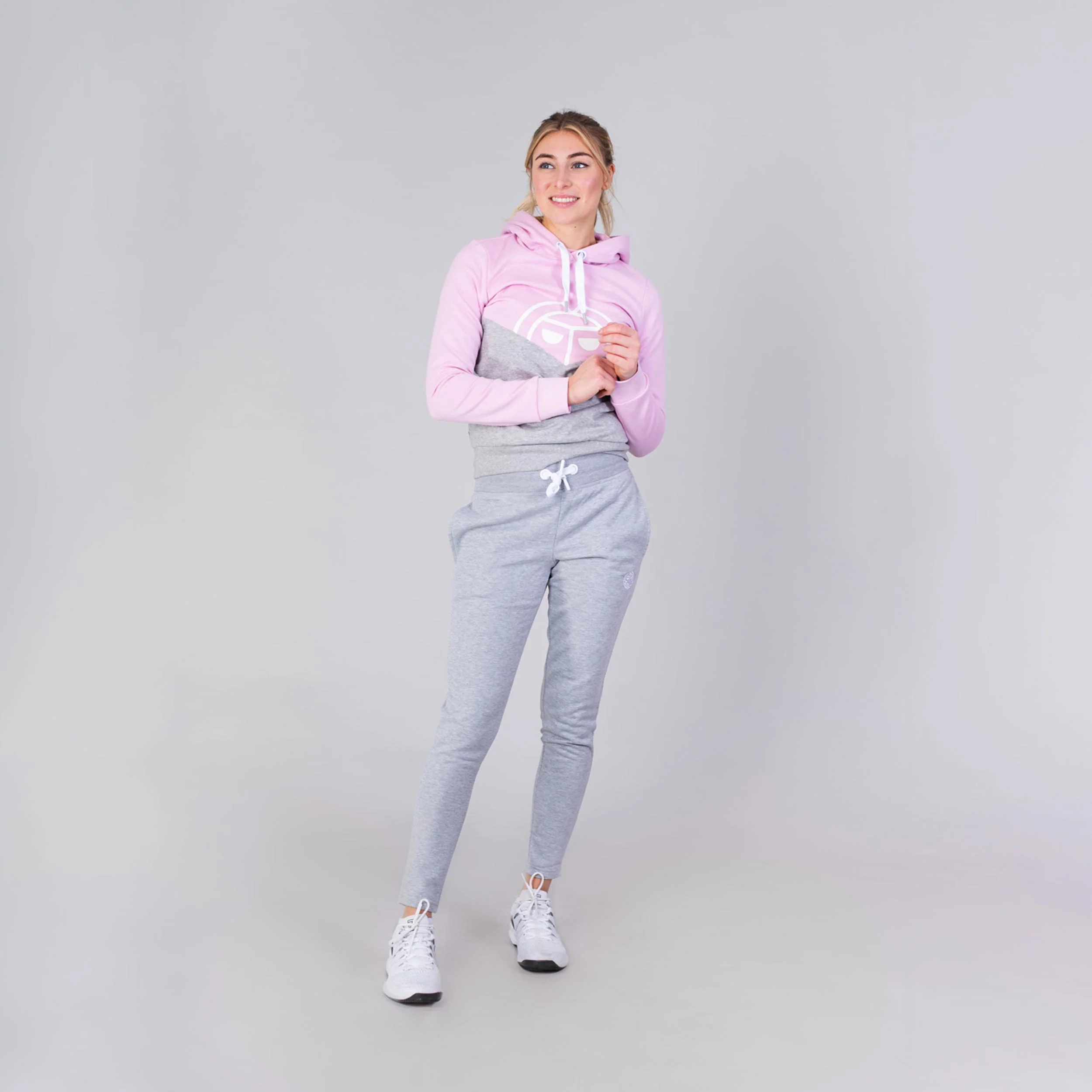 Salia Lifestyle Huvtröja Damer-Rosa,Ljusgrå - Image 3