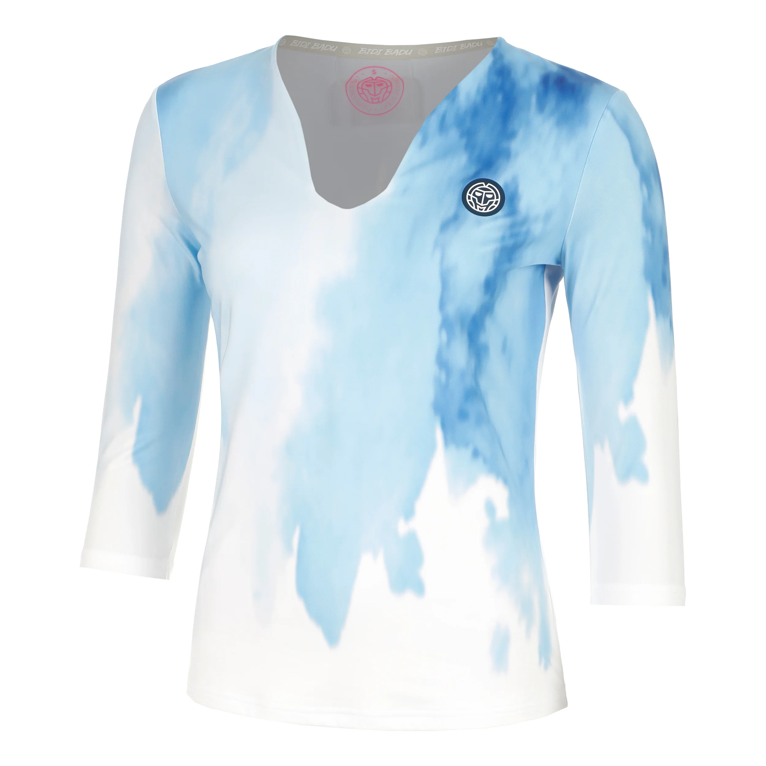 Watercolour V-Neck Långärmat Damer-Vit,Blå