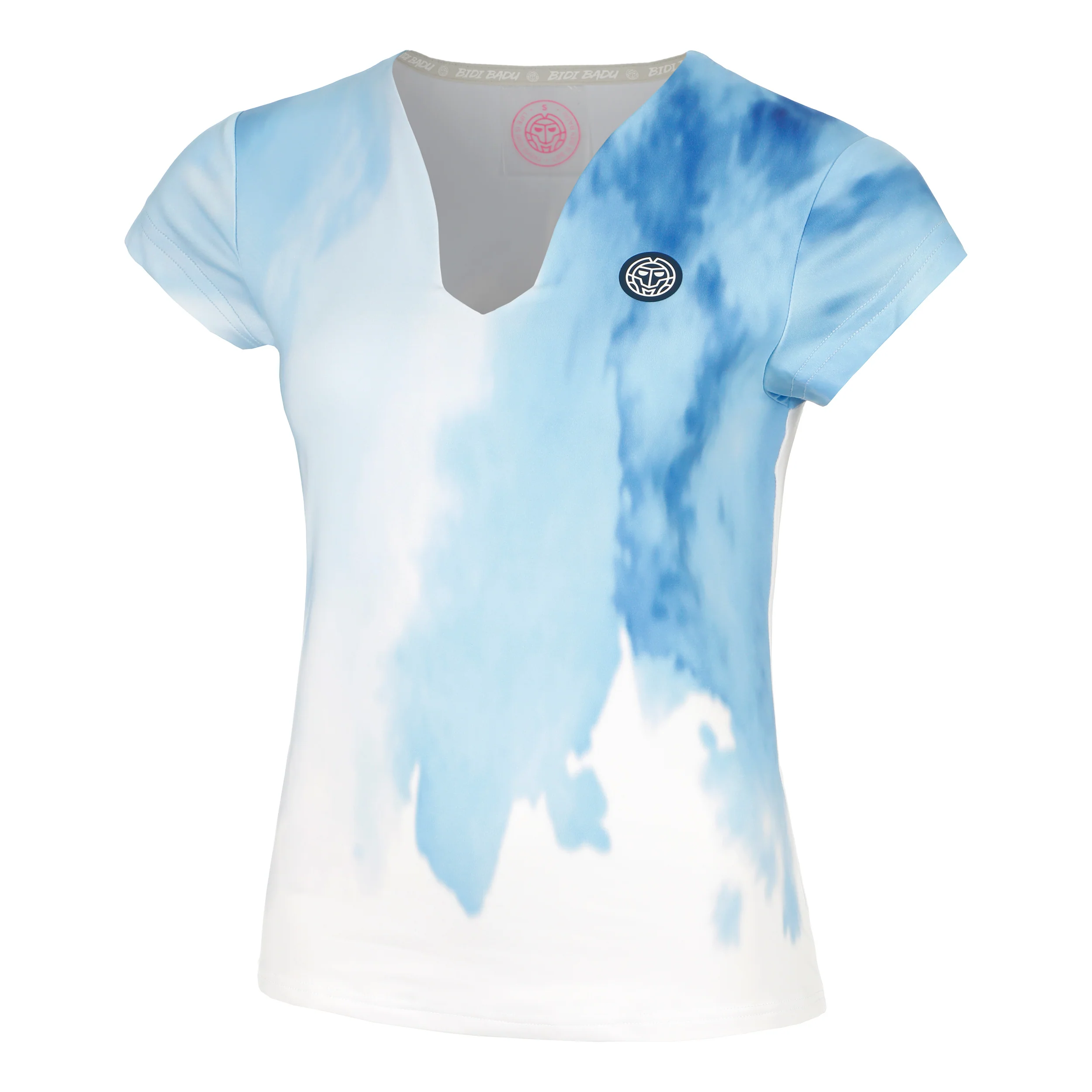 Watercolour V-Neck T-shirt Damer-Vit,Blå