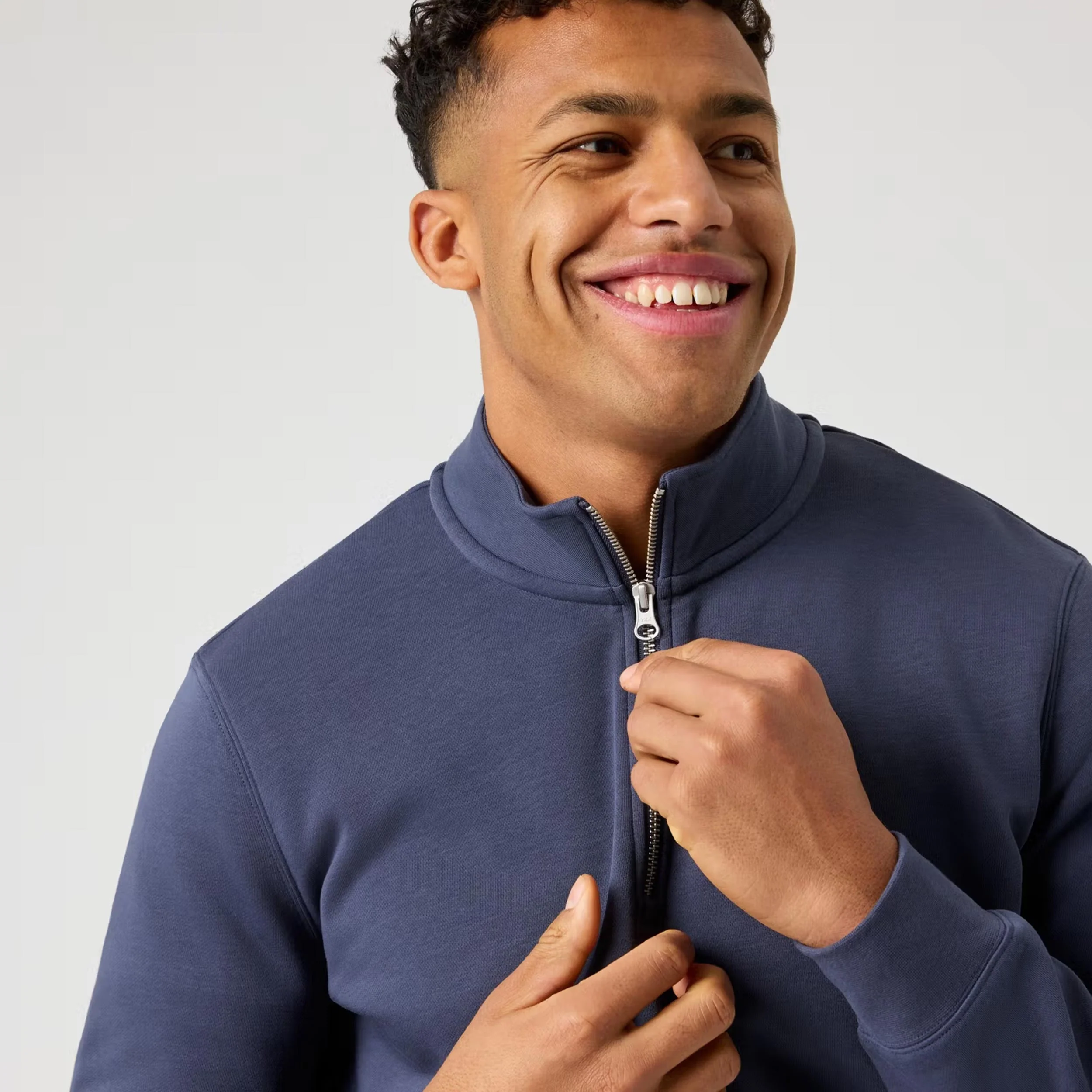 Centre Half Zip Tröja Herrar - blågrå - Image 3