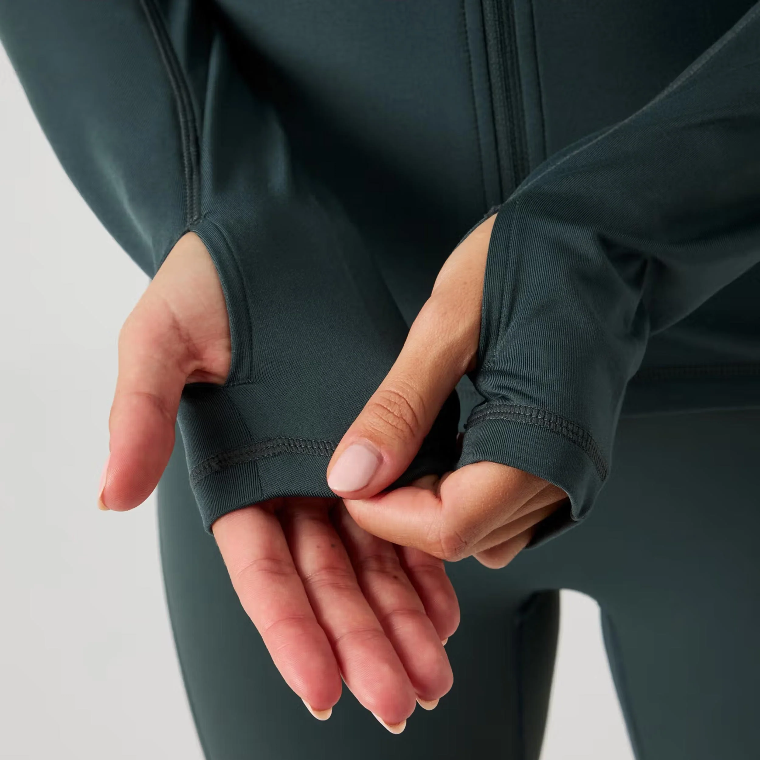 Full Zip Midlayer Träningsjacka Damer-mörkgrön - Image 4
