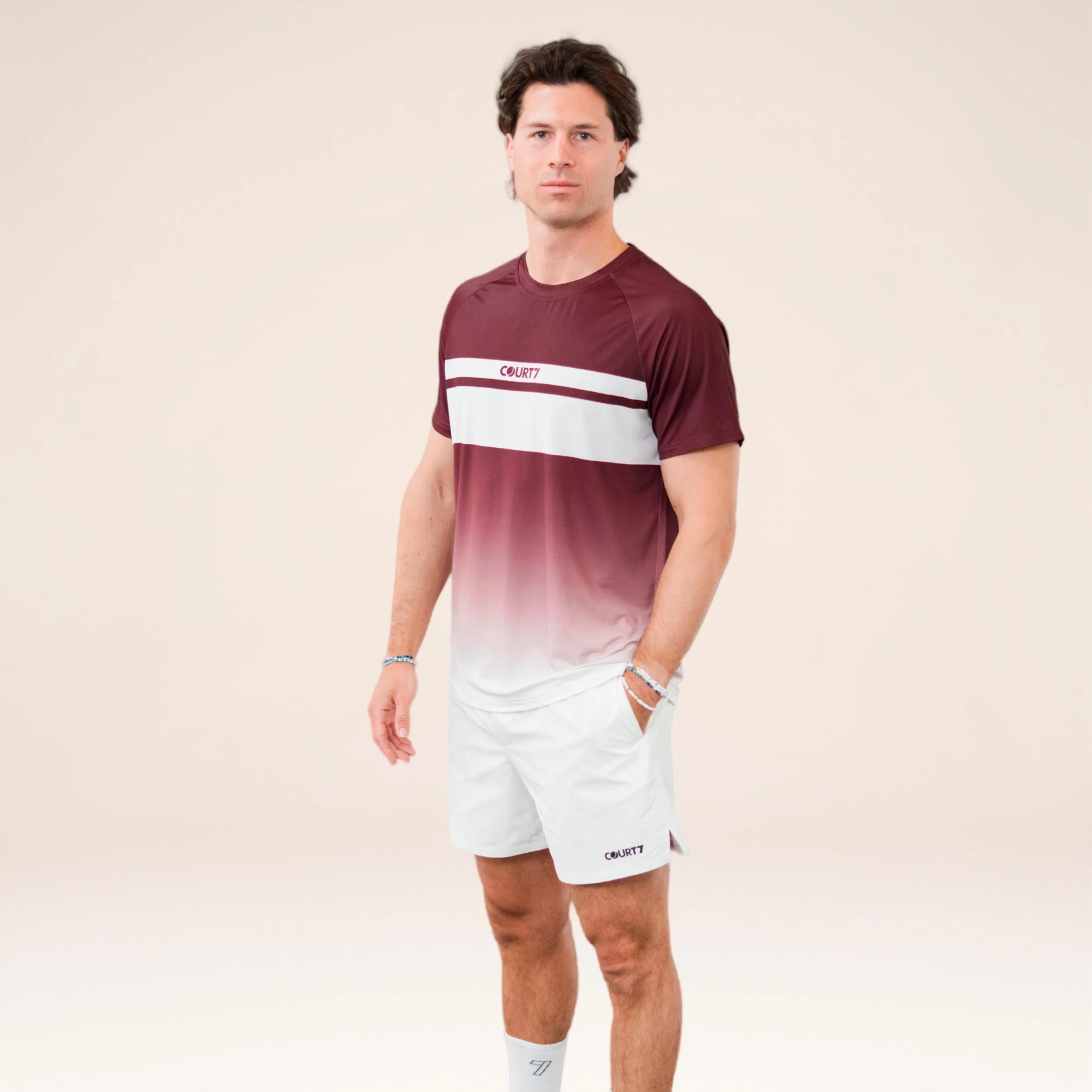 Performance Gradient Stripe T-shirt Herrar - röd - Image 4