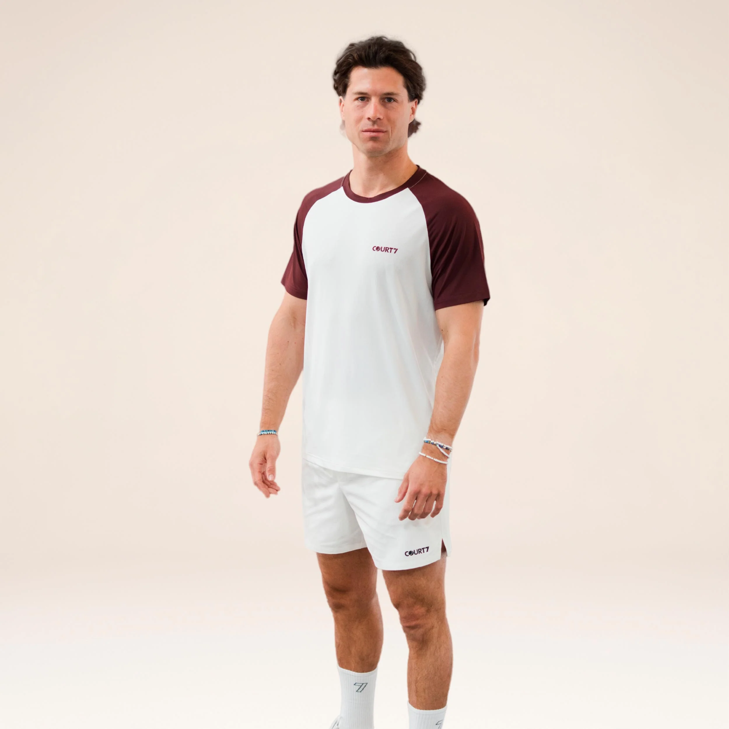 Performance Raglan Contrast T-shirt Herrar - offwhite, röd - Image 4