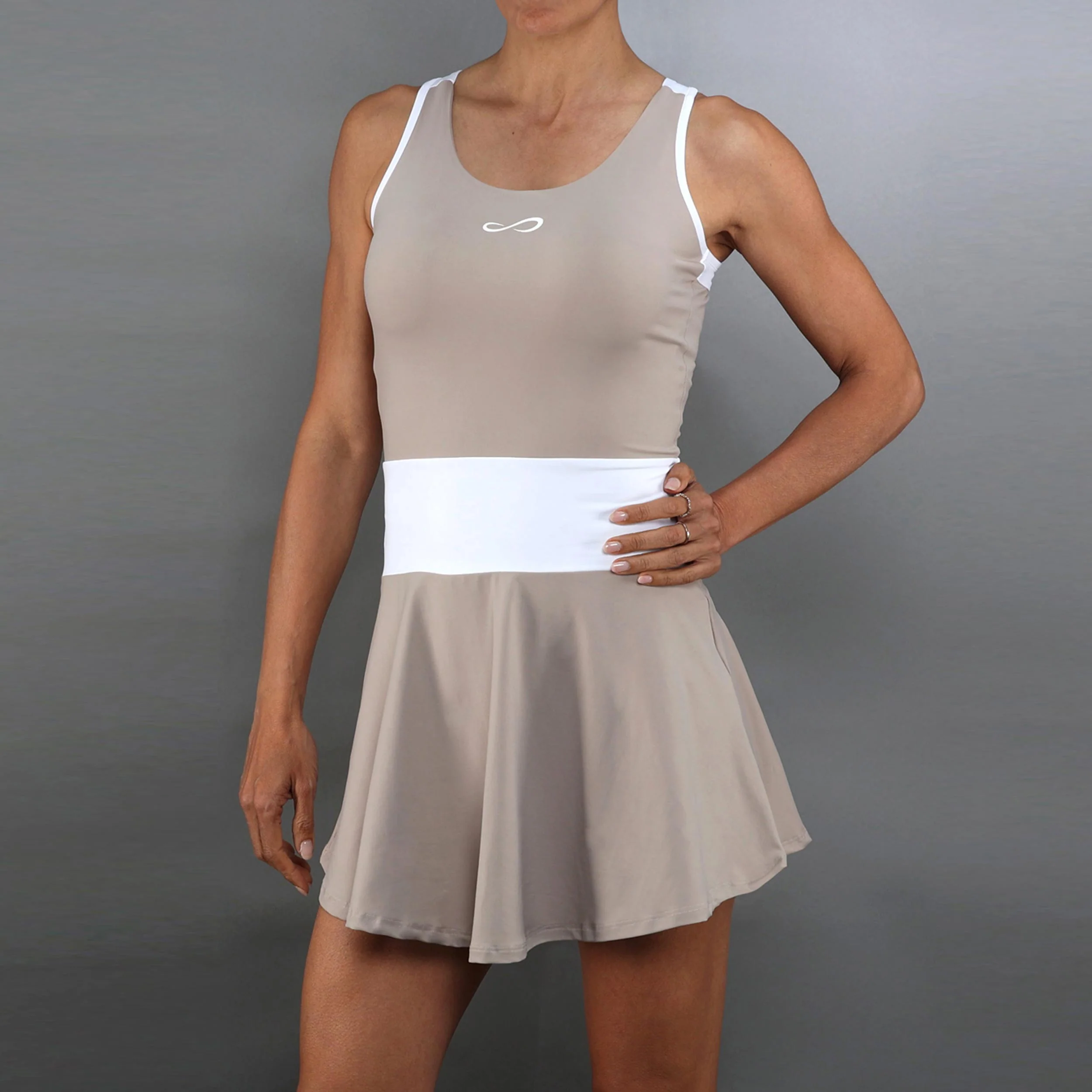 Orbit Klänning Damer-beige, vit