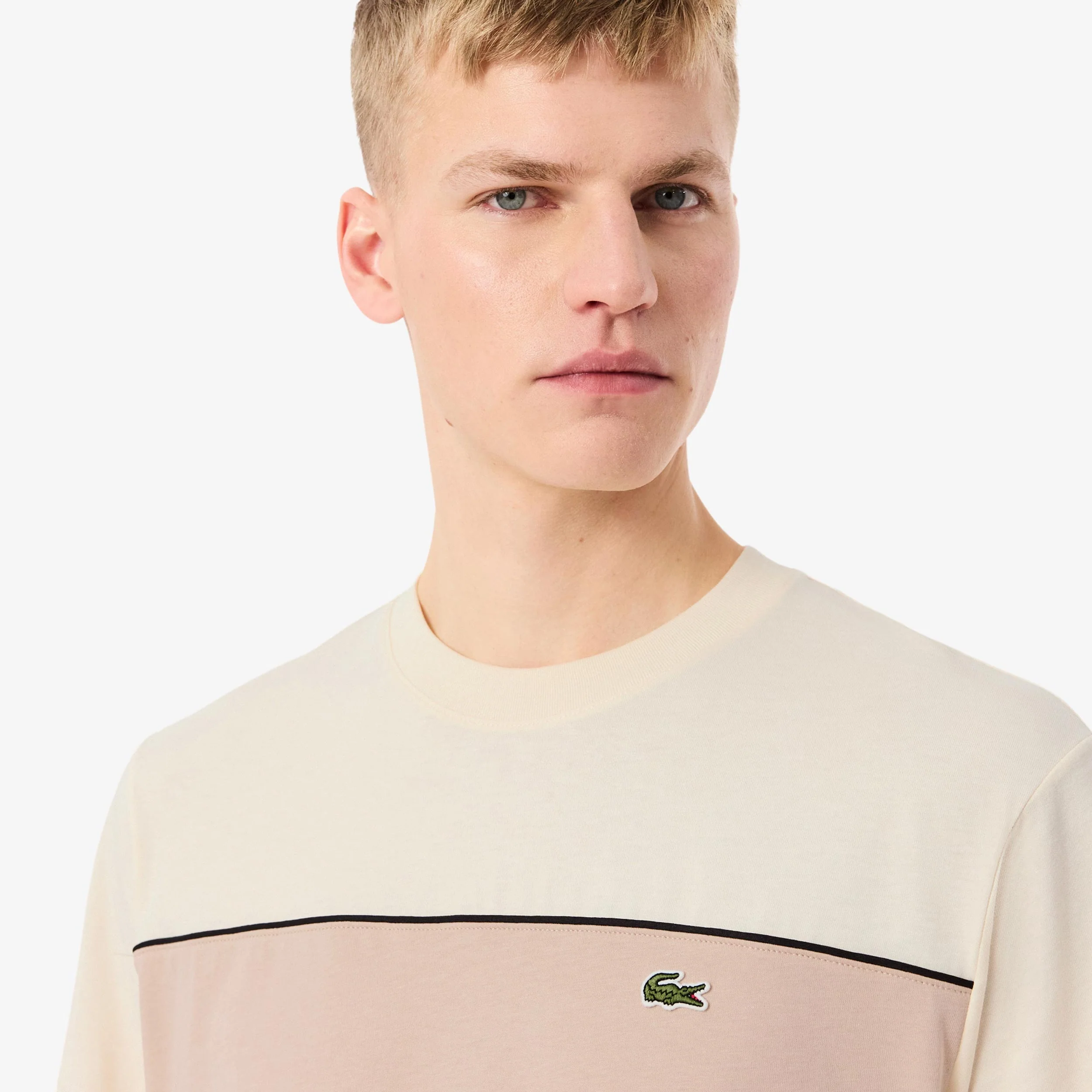 Colorblock T-shirt Herrar - creme, beige - Image 3
