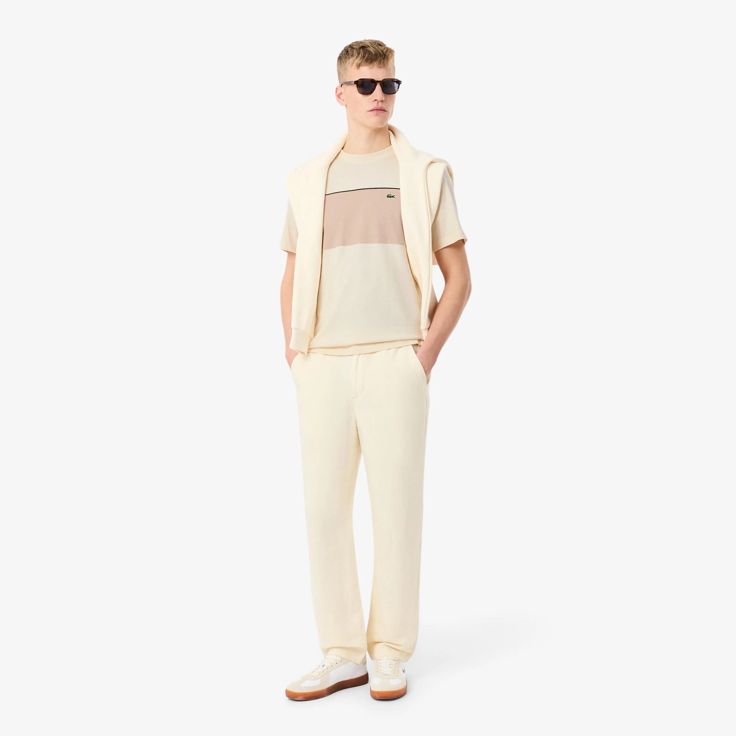 Colorblock T-shirt Herrar - creme, beige - Image 4