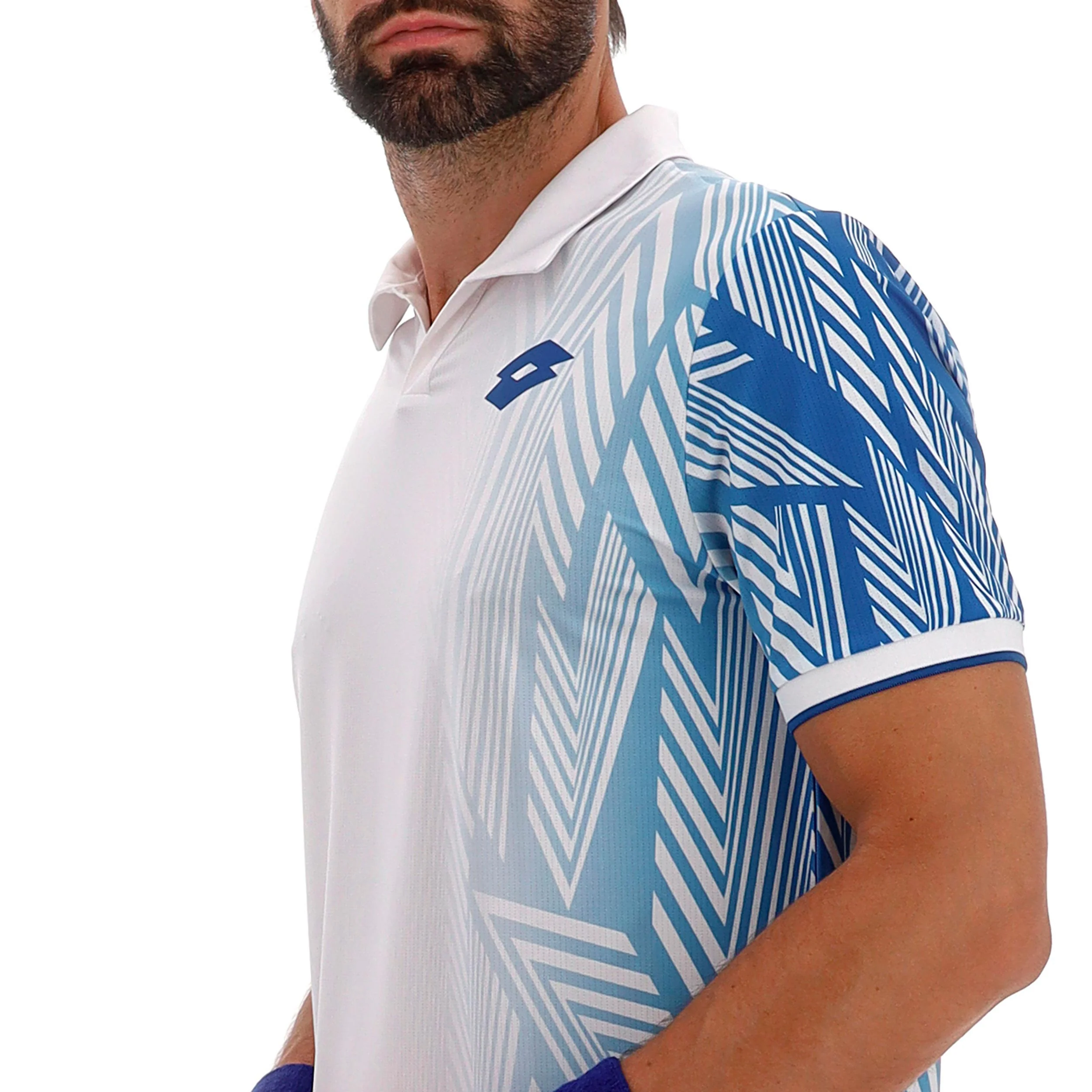 Tech VI Polo Herrar - vit, ljusblå - Image 3
