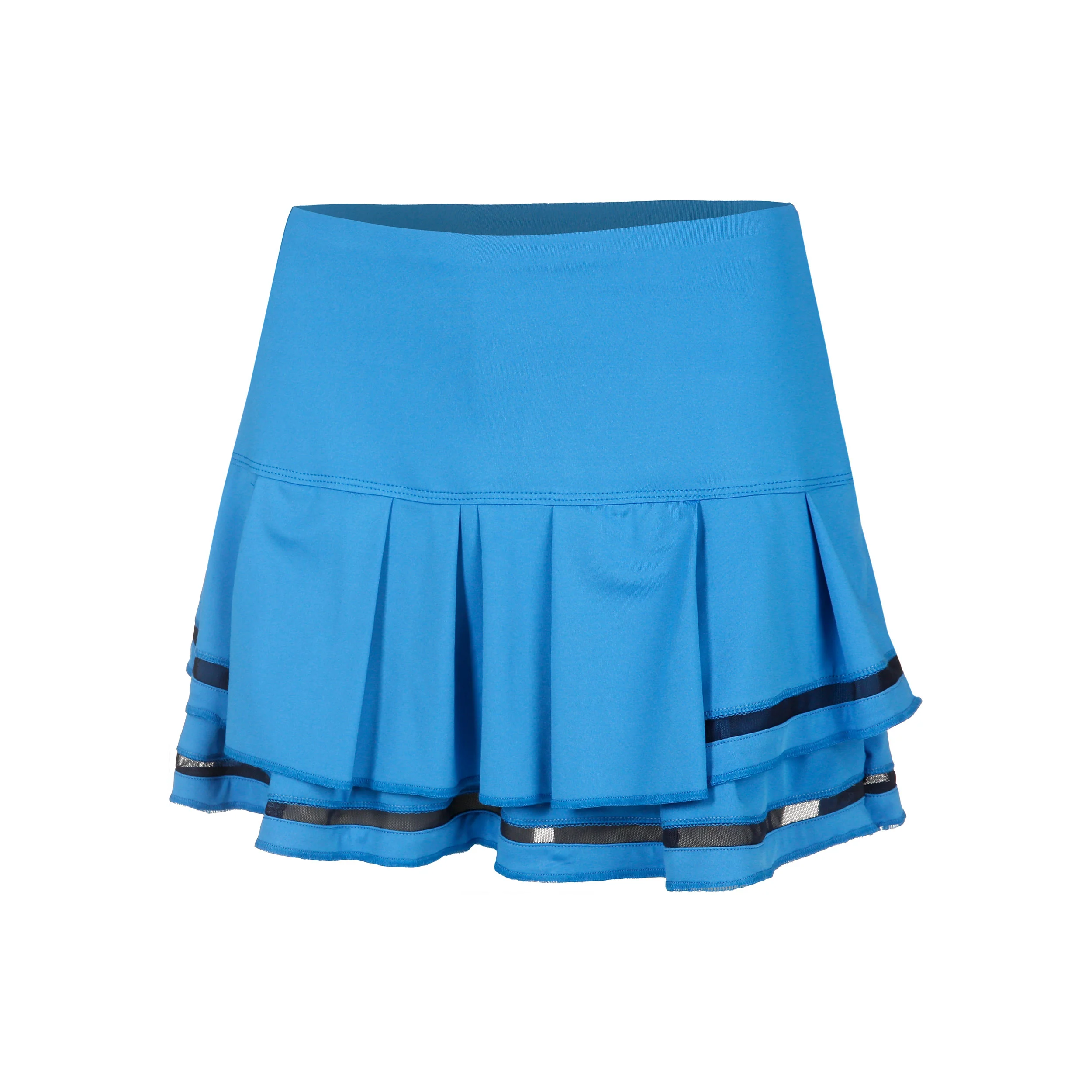 Long Pleat Tier Kjol Damer-Blå,Svart
