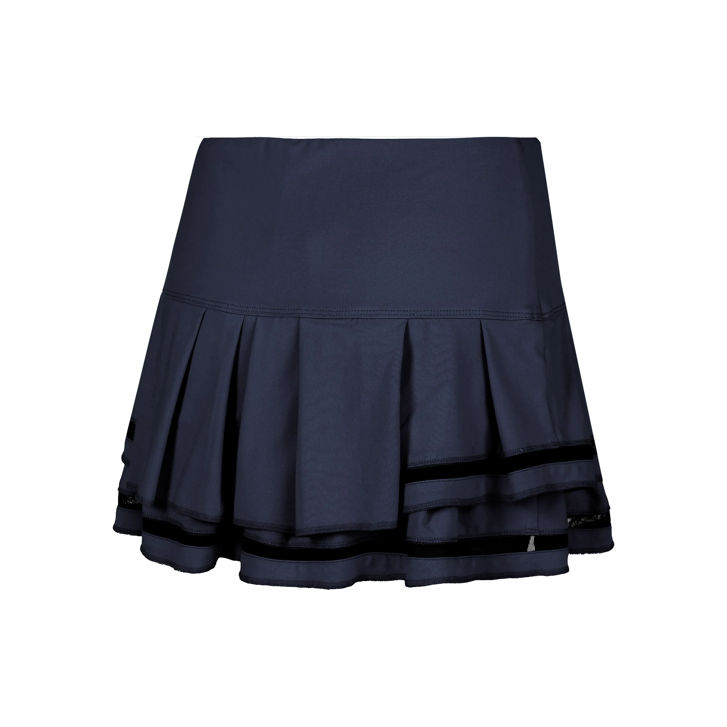 Long Pleat Tier Kjol Damer-Svart,Blå - Image 2