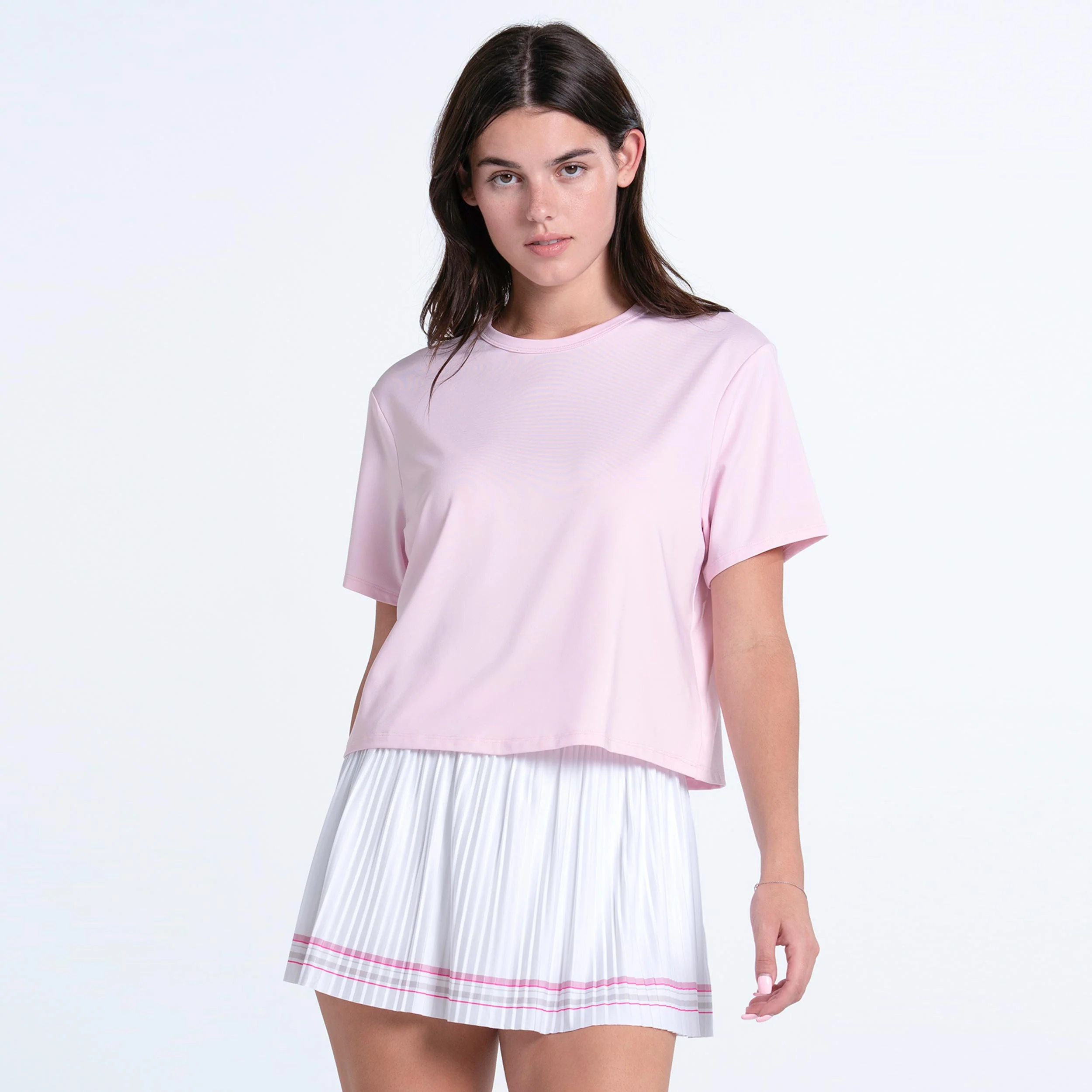 Woven Strokes Pleated Kjol Damer - vit, rosa - Image 6