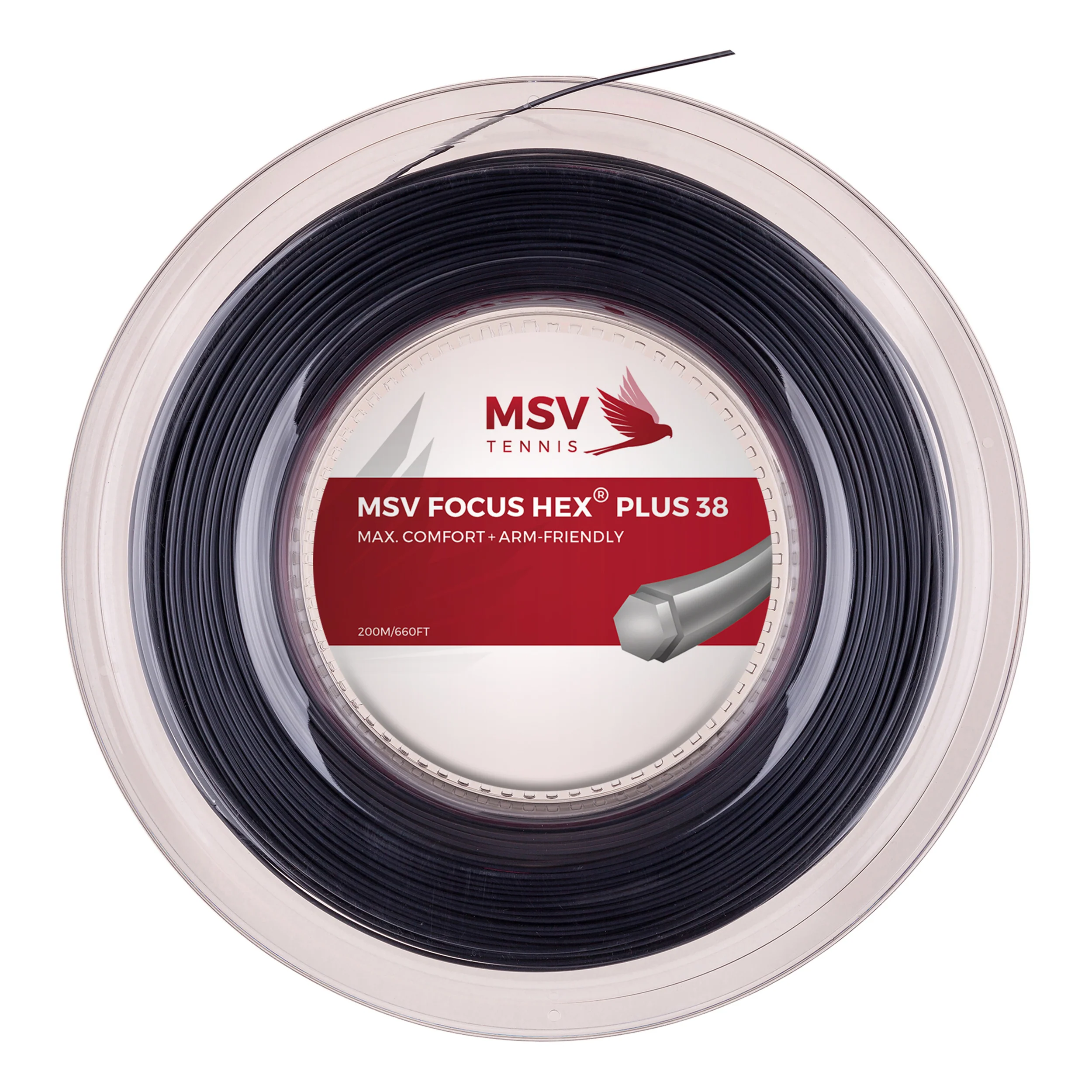 Focus-HEX Plus 38 Strängrulle 200m-Svart