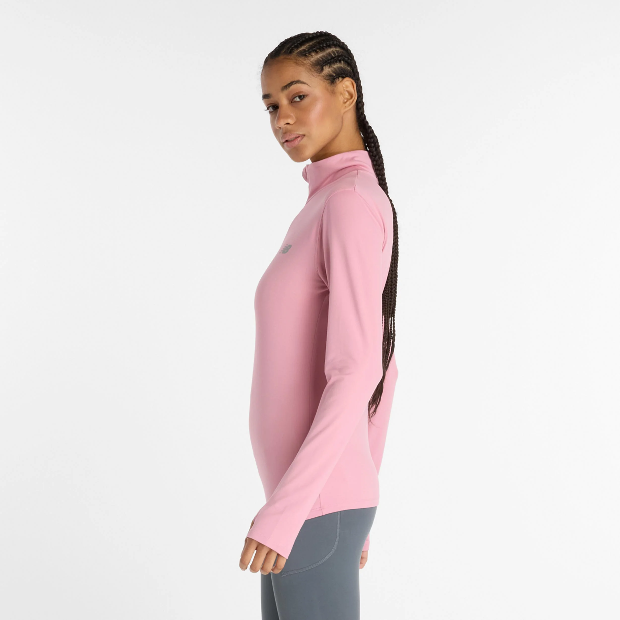 Essentials Space Dye Quarter Zip Långärmat Damer-pink - Image 2