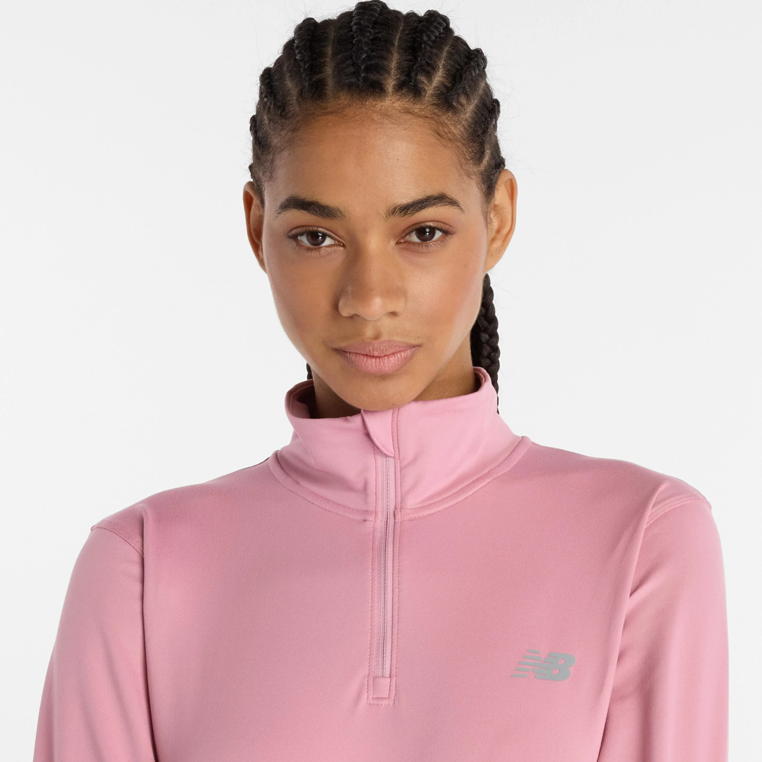 Essentials Space Dye Quarter Zip Långärmat Damer-pink - Image 4
