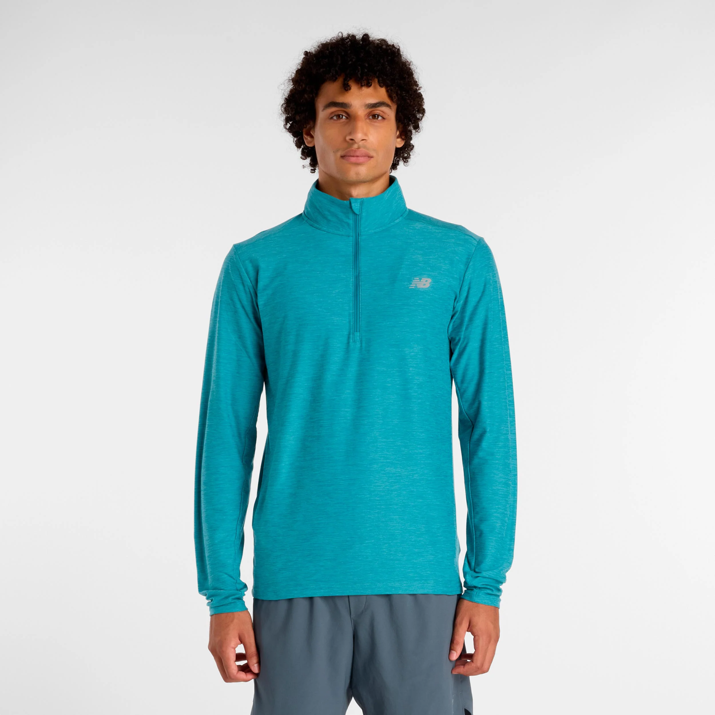 Space Dye 1/4 Zip Långärmat Herrar - turkos