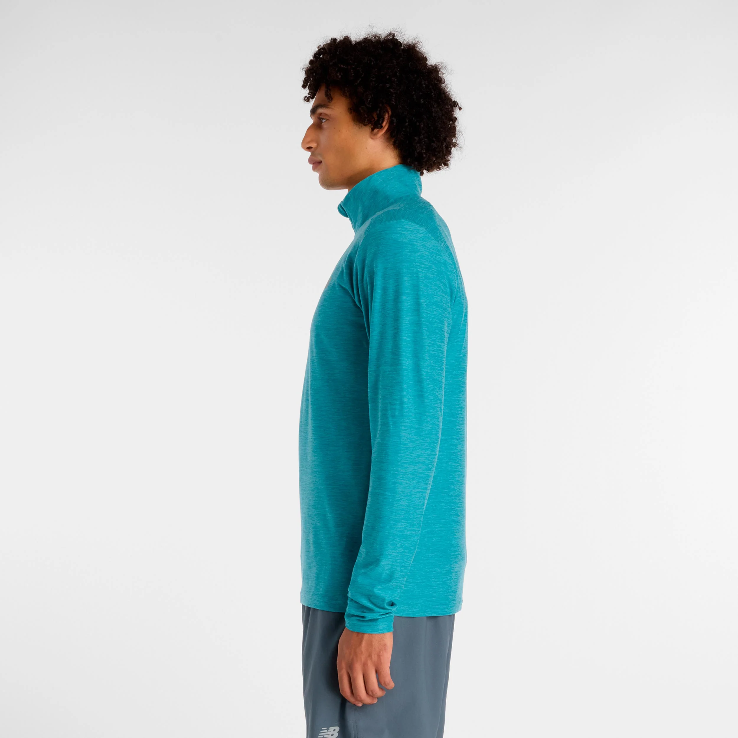 Space Dye 1/4 Zip Långärmat Herrar - turkos - Image 3
