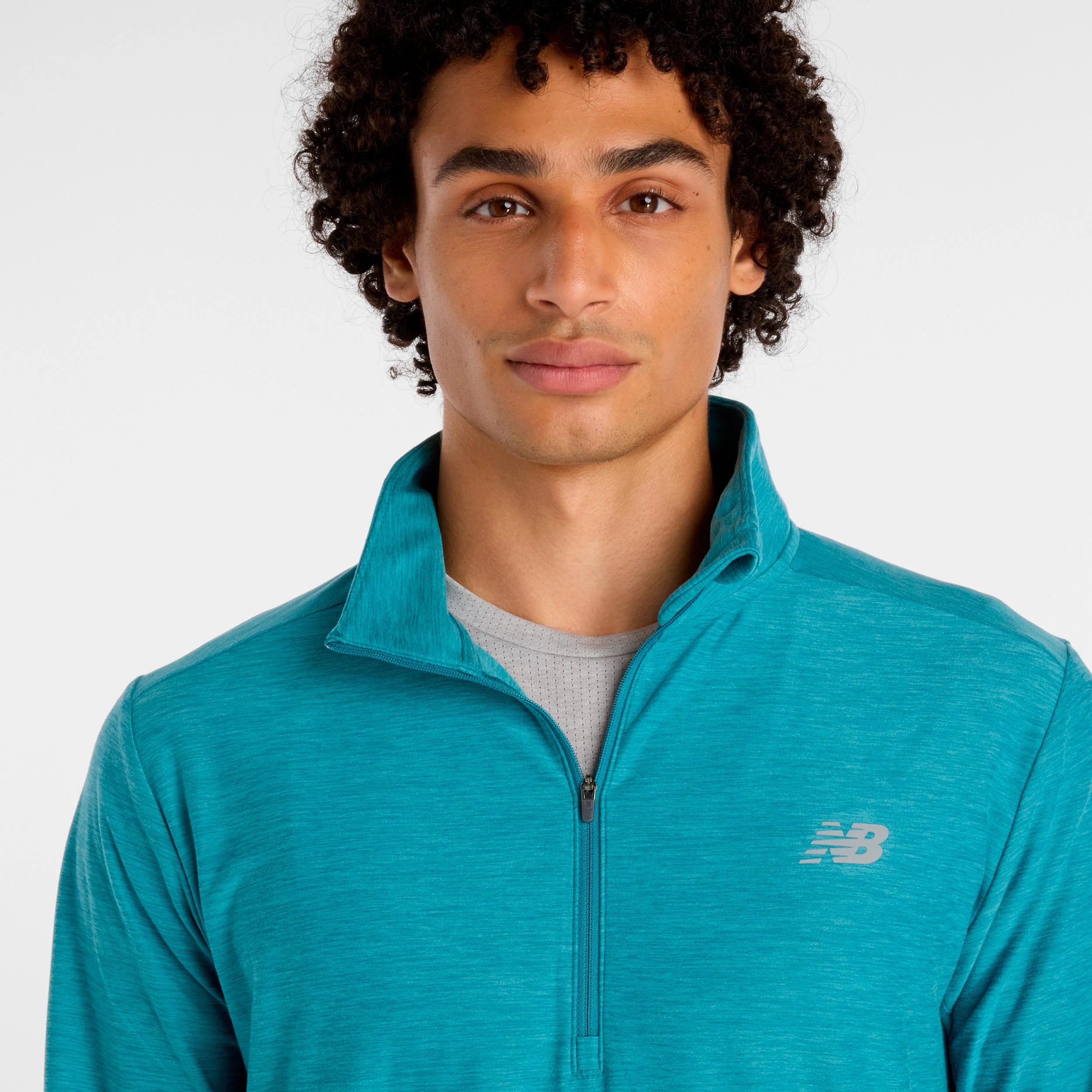 Space Dye 1/4 Zip Långärmat Herrar - turkos - Image 4