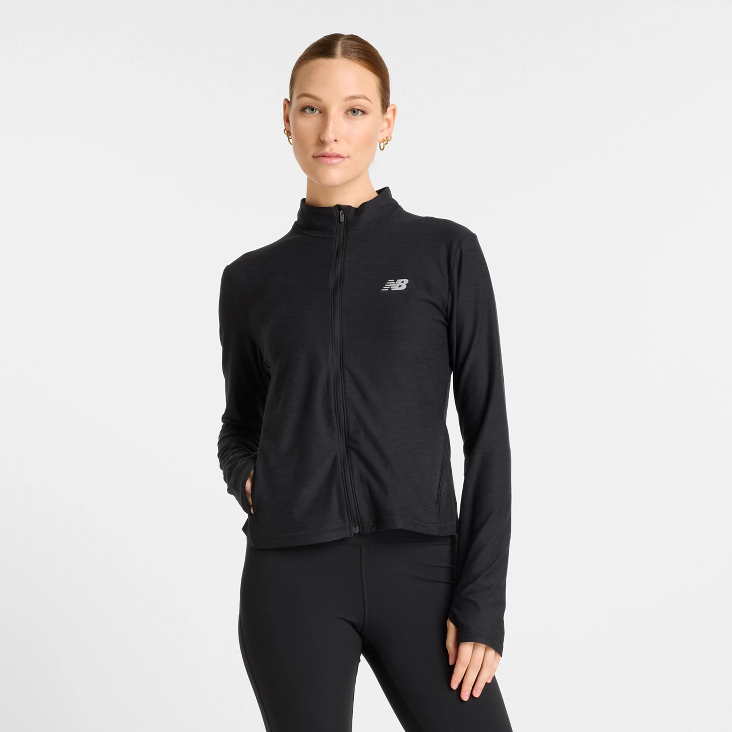 Space Dye Full Zip Träningsjacka Damer-Svart