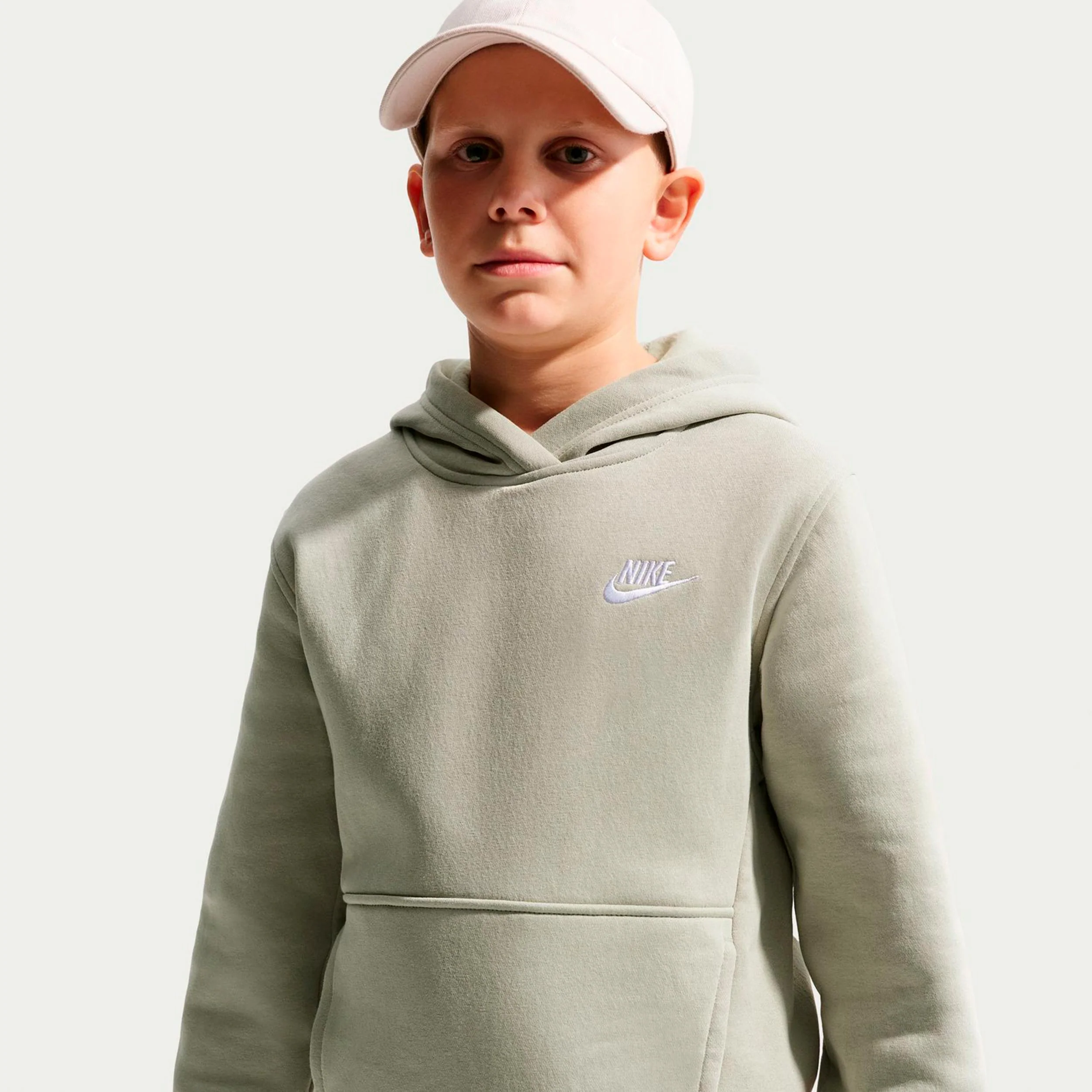 Club Fleece Huvtröja Barn - grågrön