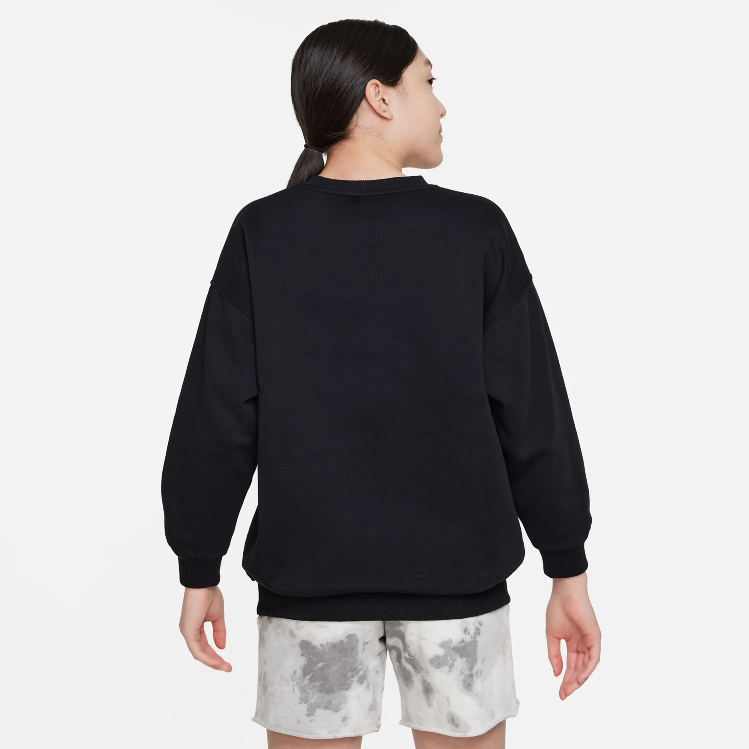Club Fleece Oversized Crew Tröja Flickor-Svart - Image 5