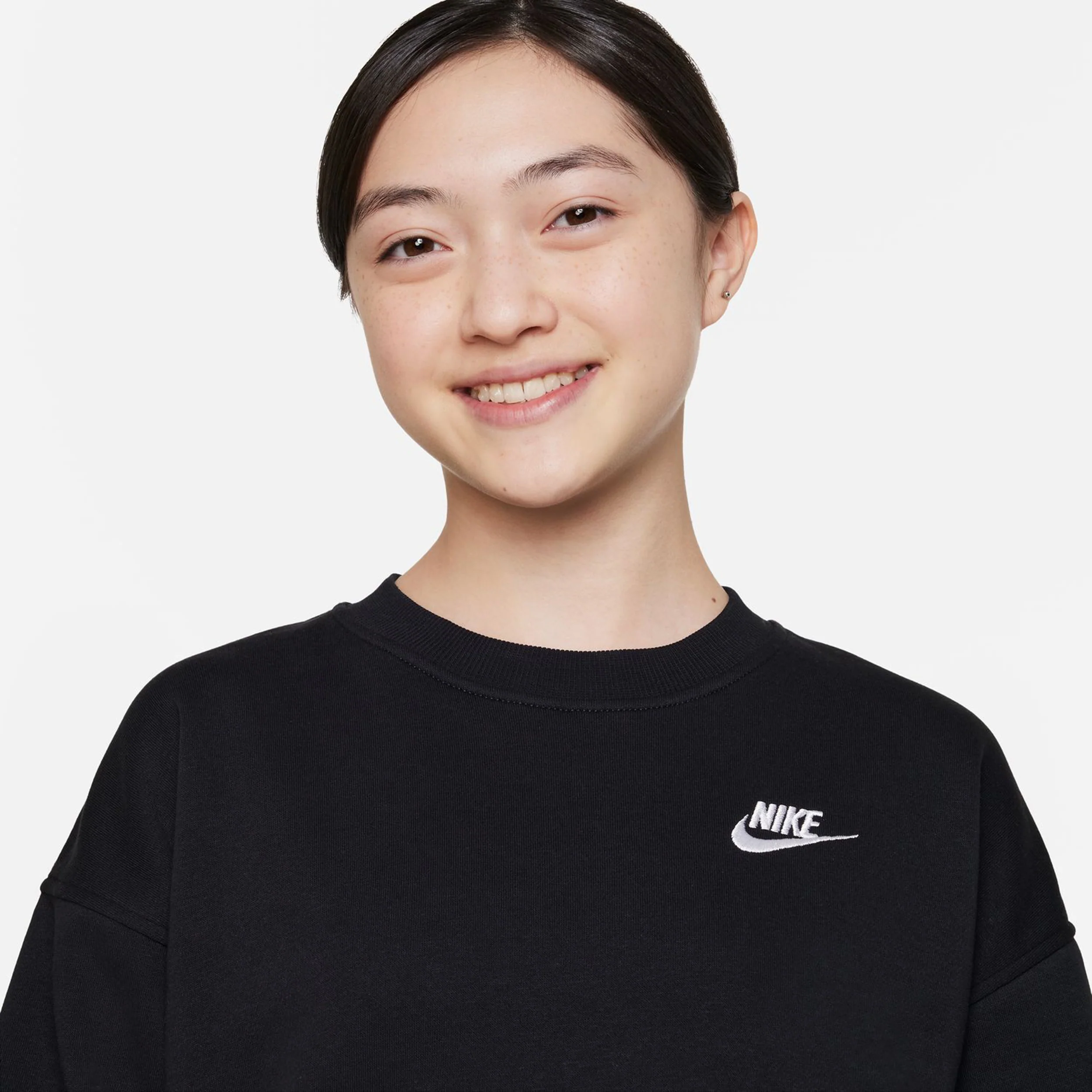 Club Fleece Oversized Crew Tröja Flickor-Svart - Image 6