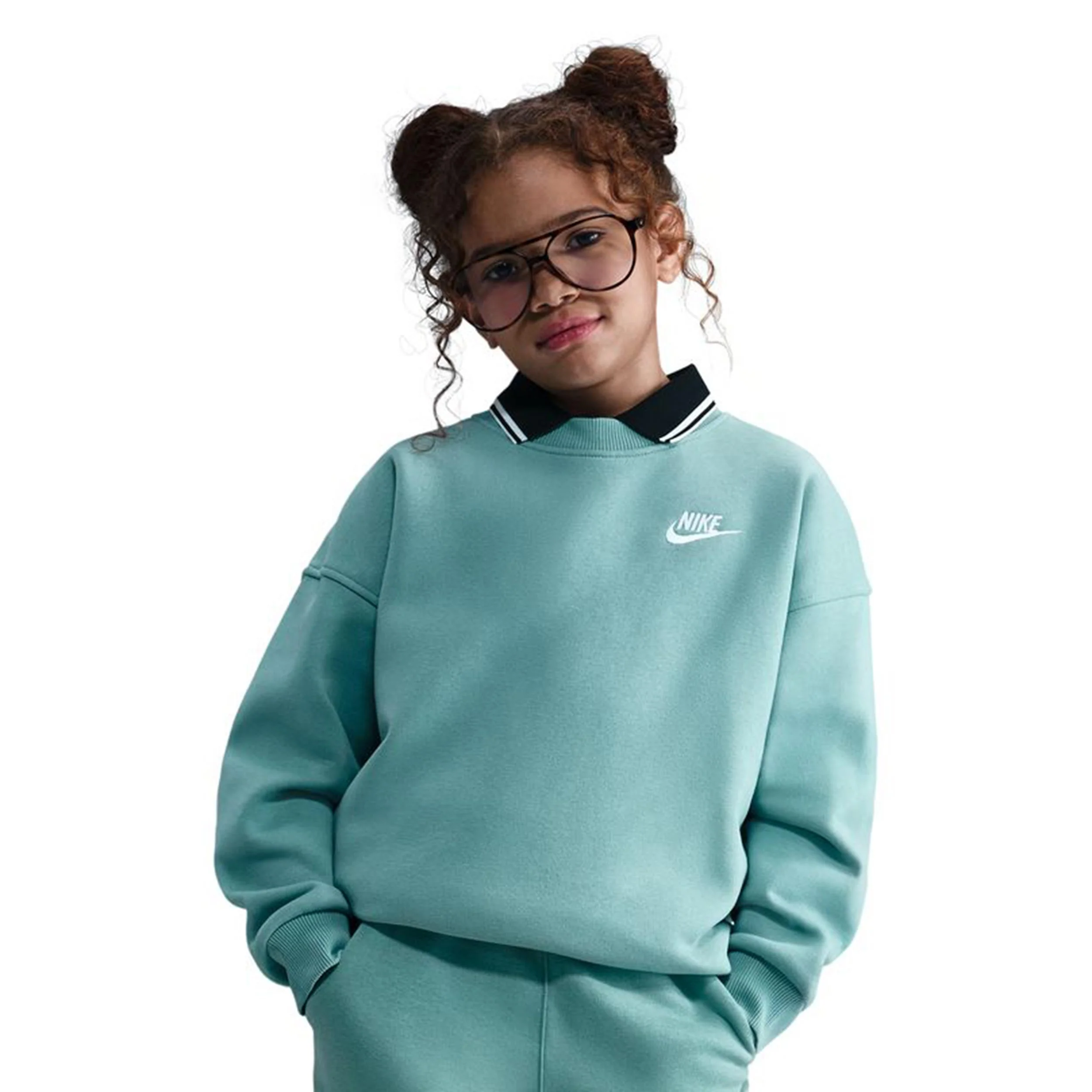Club Fleece Oversized Crew Tröja Flickor-Visdom