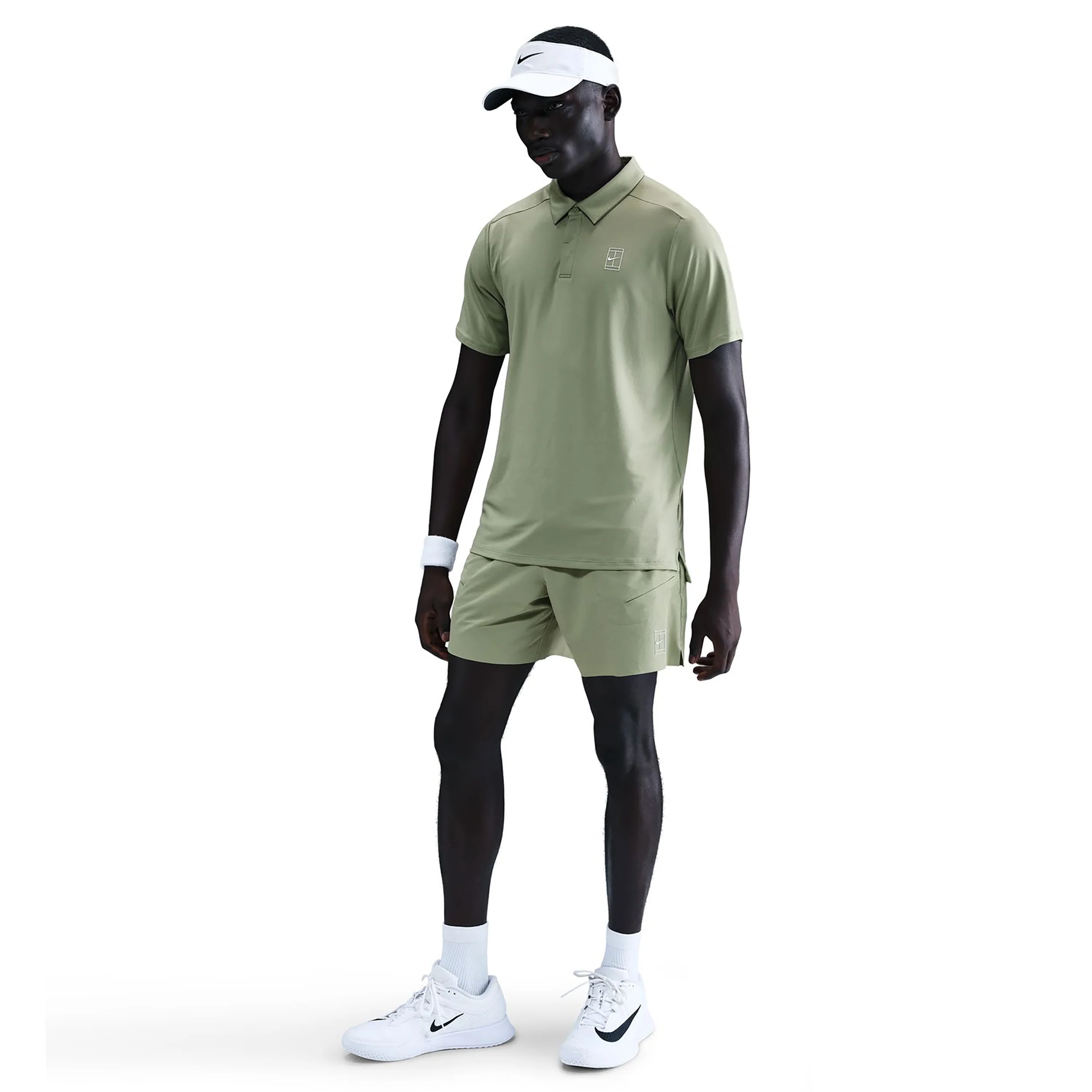 Court Dri-FIT Advantage 6in Shorts Herrar - oliv, vit