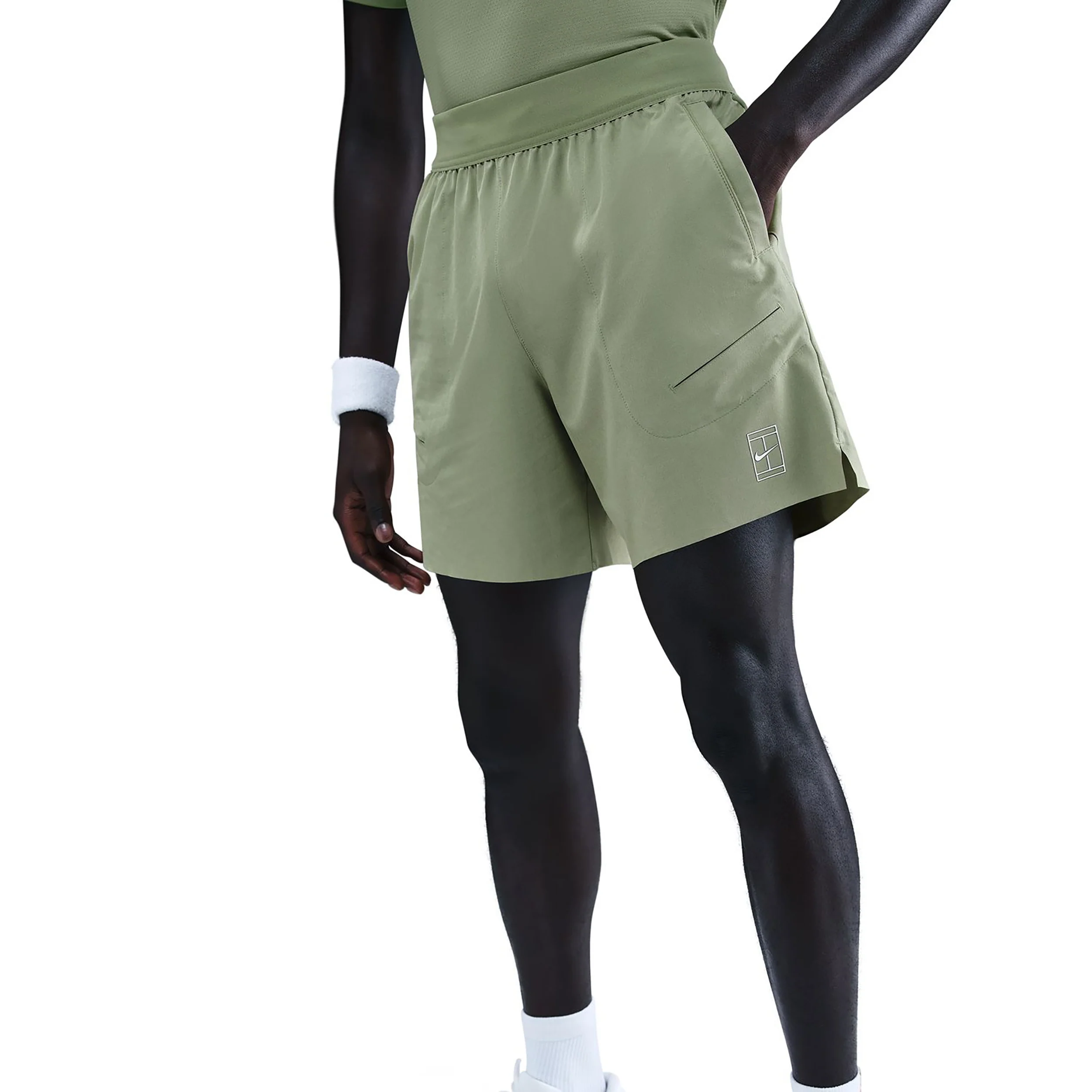 Court Dri-FIT Advantage 6in Shorts Herrar - oliv, vit - Image 3