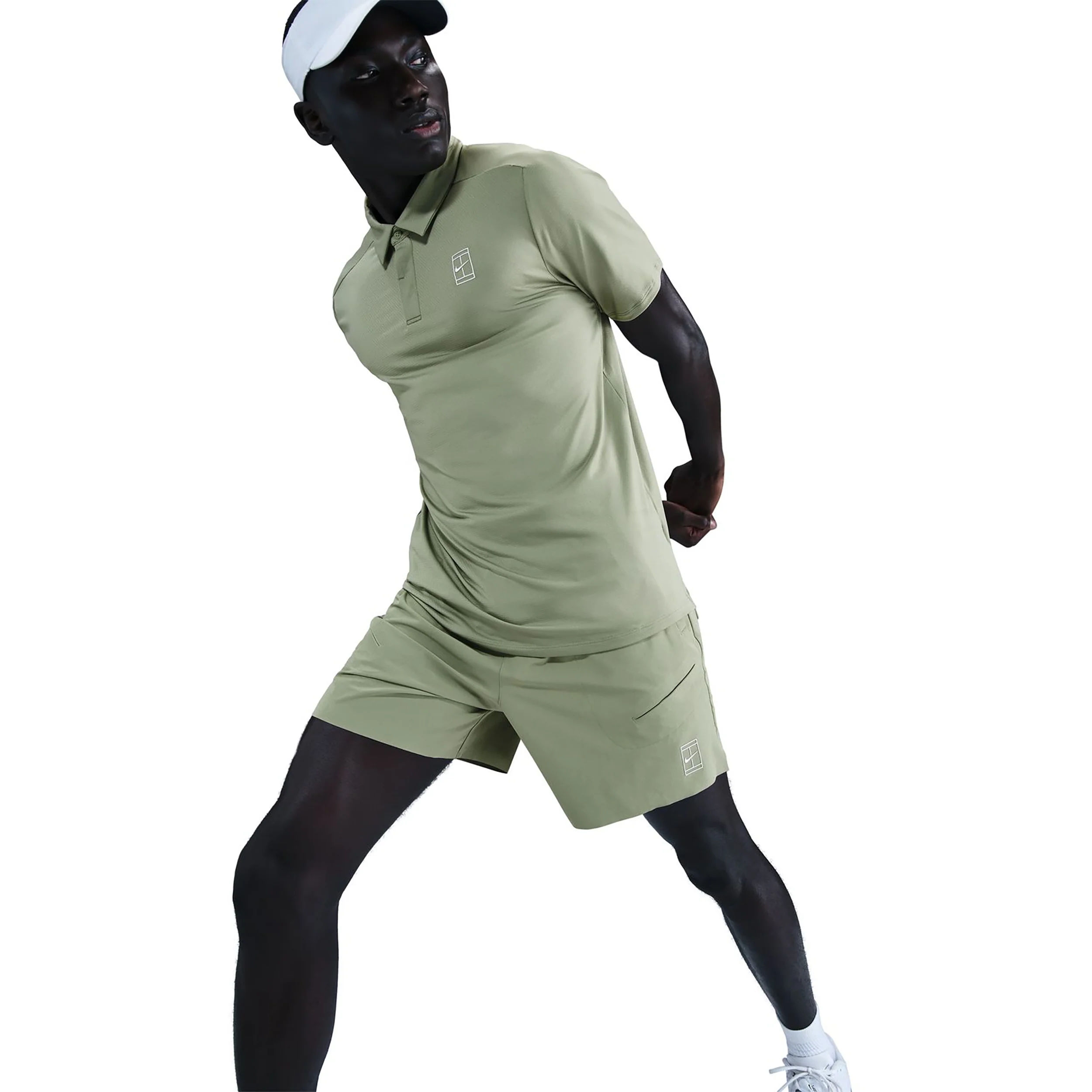 Court Dri-FIT Advantage 6in Shorts Herrar - oliv, vit - Image 5