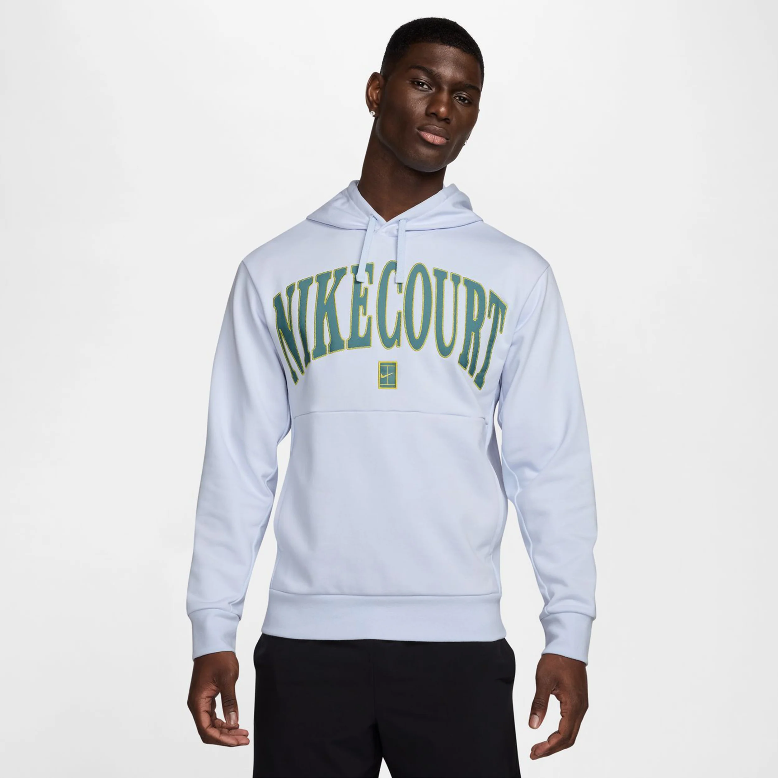 Court Dri-Fit Fleece Heritage Huvtröja Herrar-Ljusgrå,Petrol - Image 5
