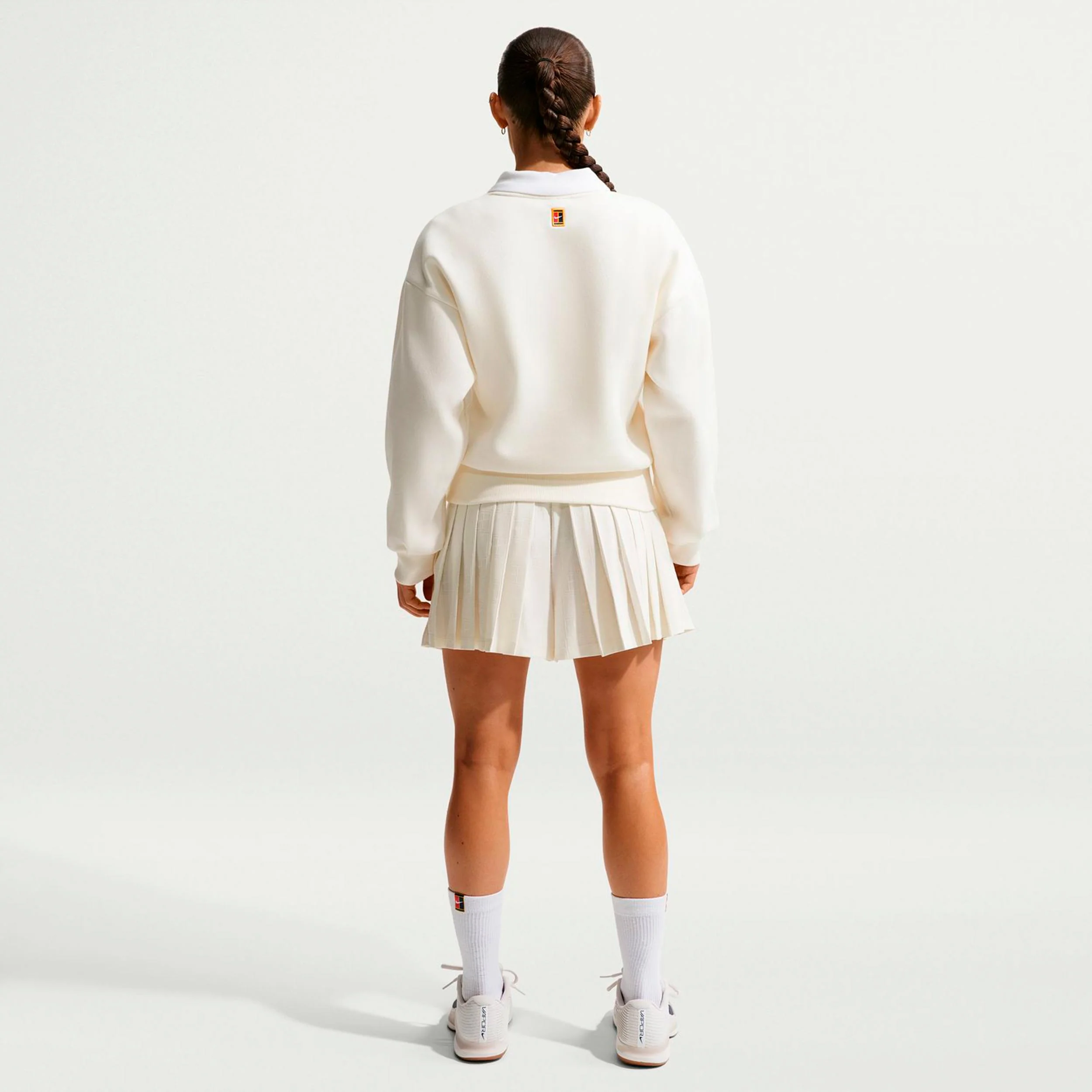 Court Fleece Crew Tröja Damer-creme, mörkblå - Image 3