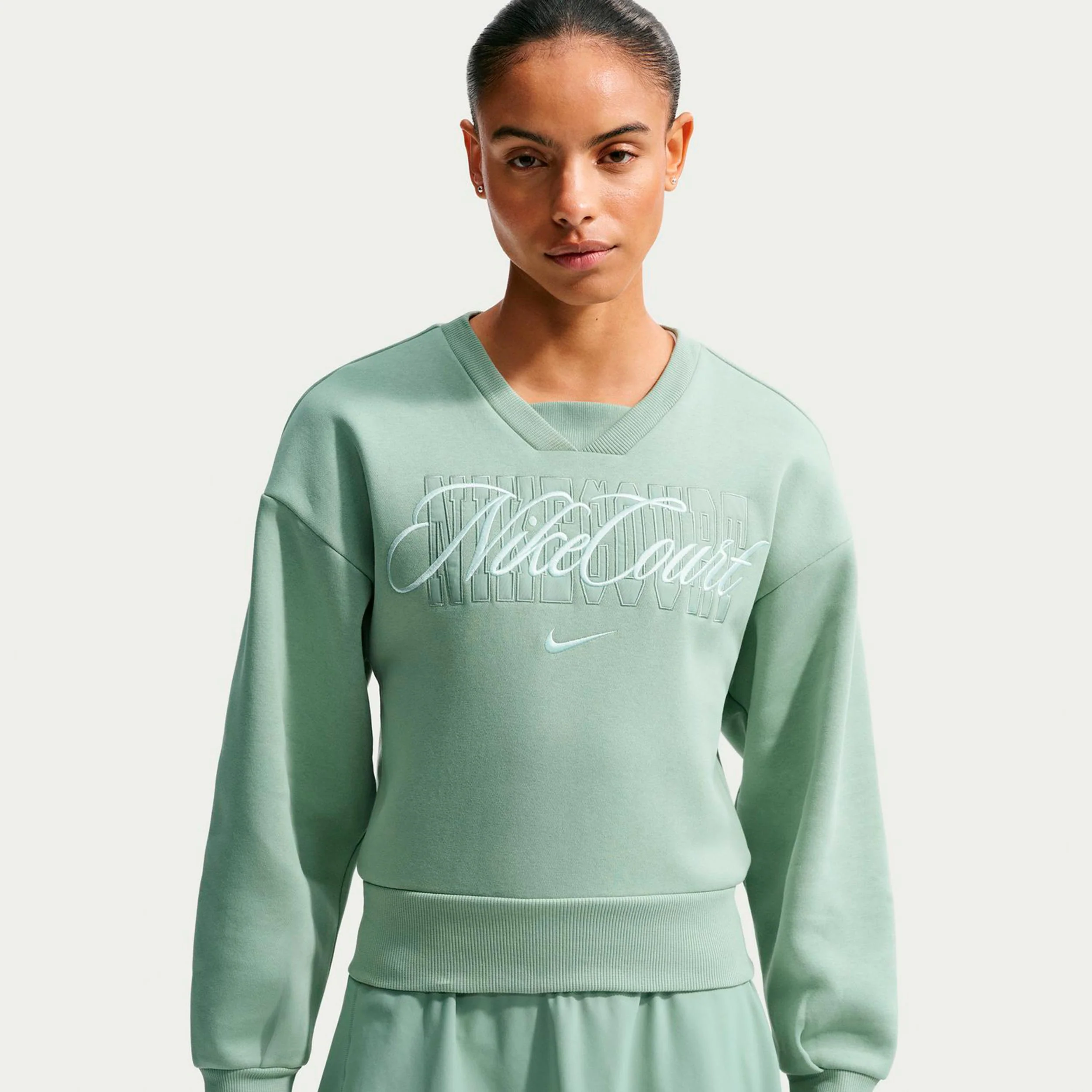 Court Fleece Crew Tröja Damer - grågrön, grön