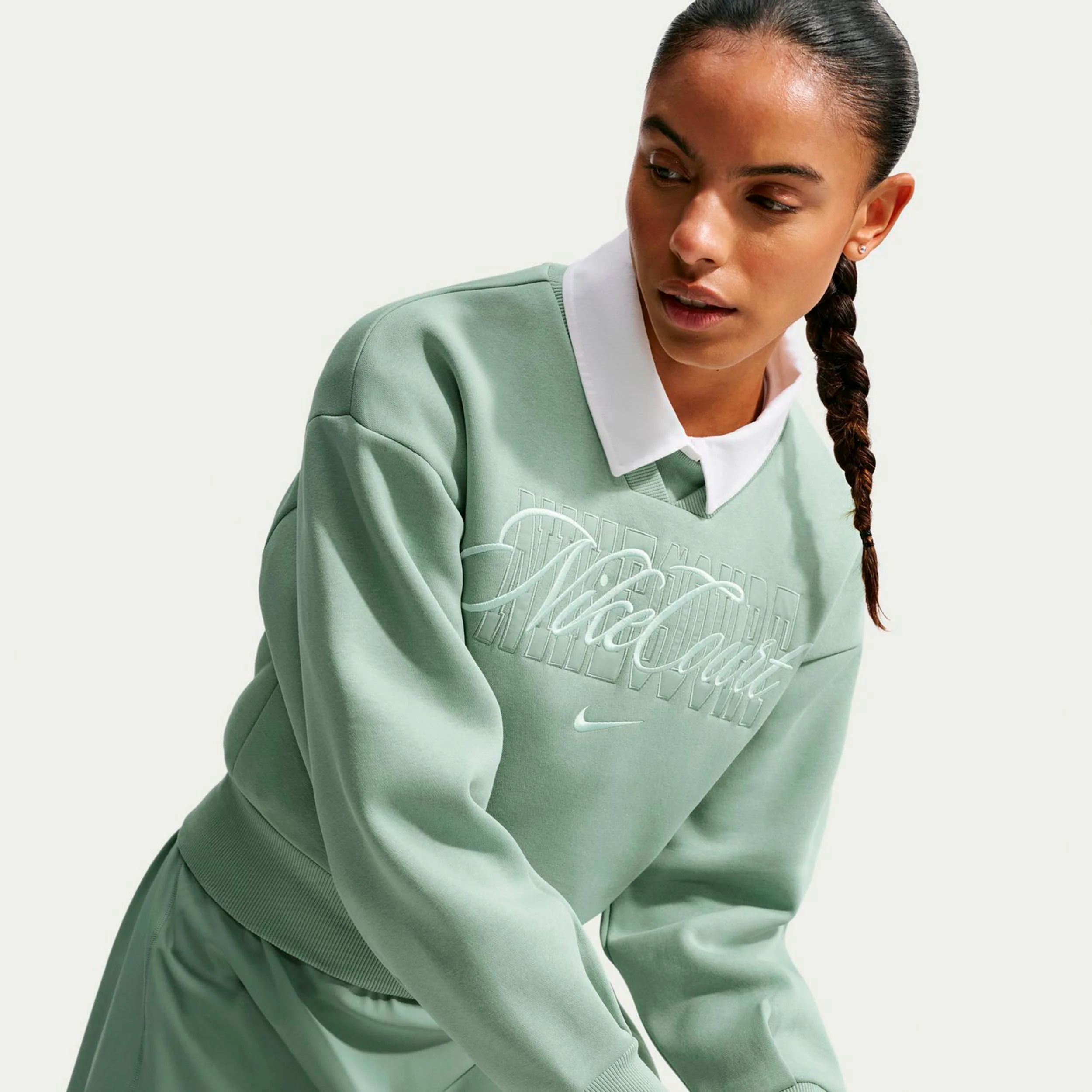 Court Fleece Crew Tröja Damer - grågrön, grön - Image 4