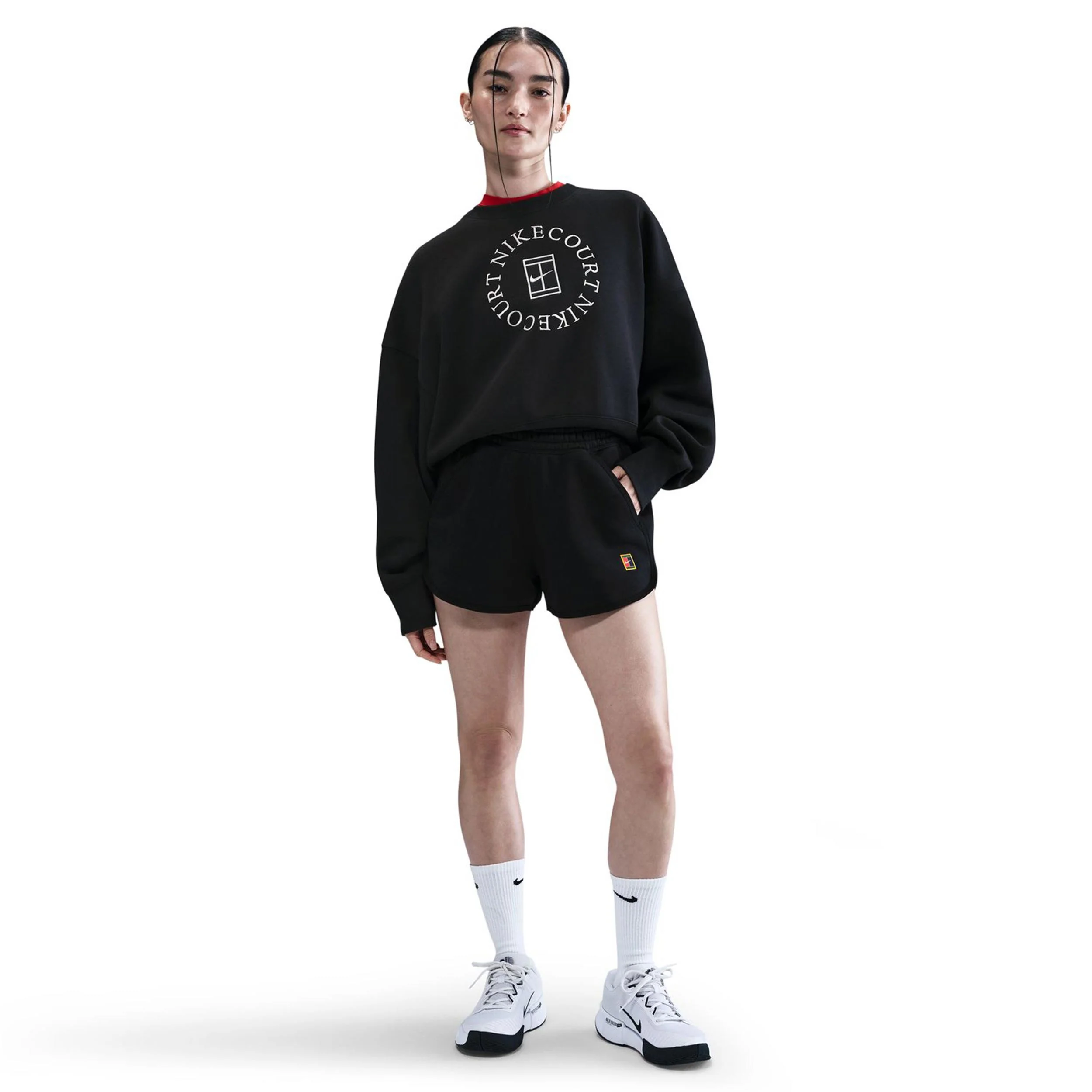 Court Heritage Fleece Mid Rise Shorts Damer-Svart - Image 2
