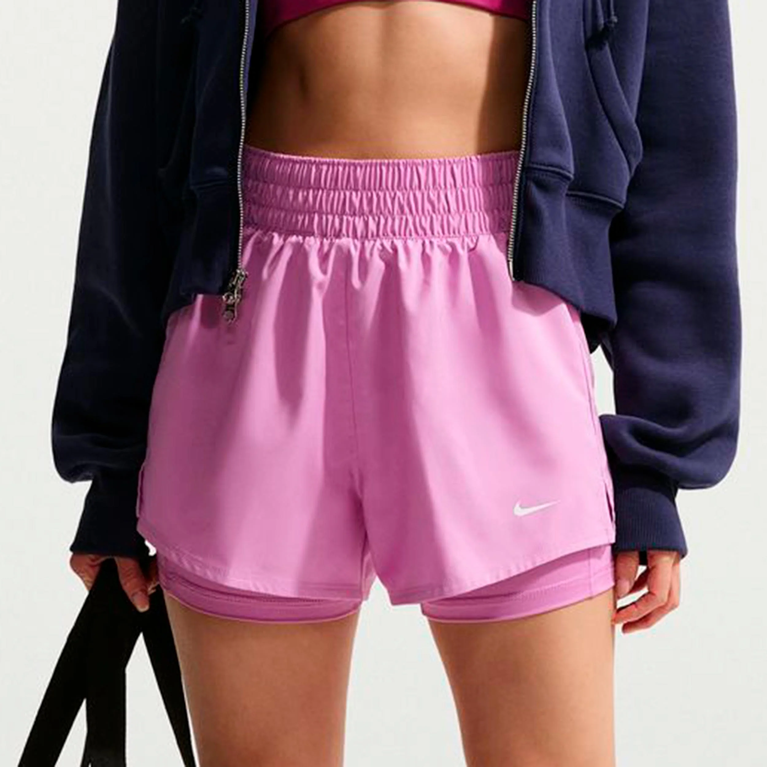 Dri-Fit One Mid Rise 2in1 3in Shorts Damer-syrén, vit