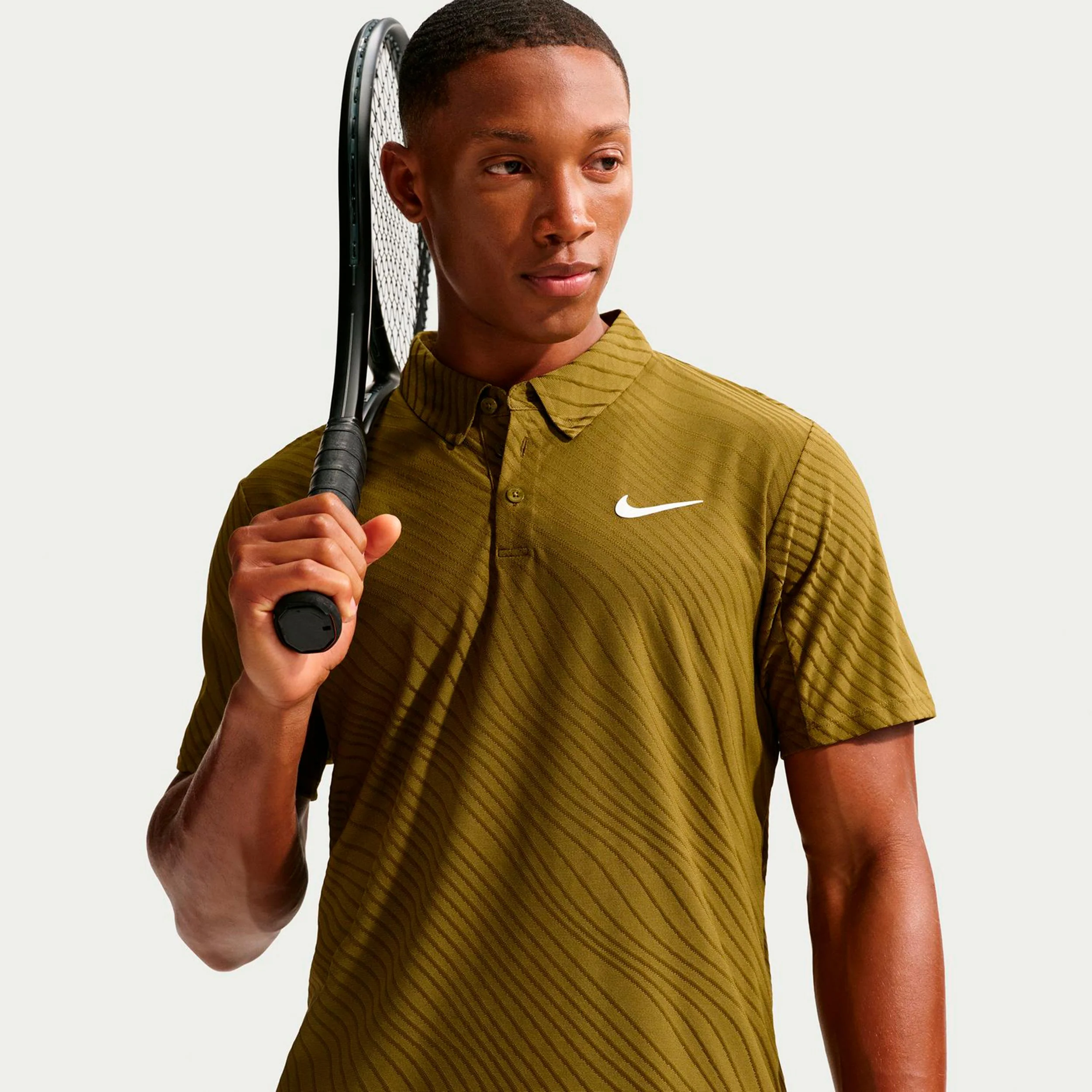 Jannik Sinner Court Dri-Fit Advantage Slam Polo Herrar-oliv, vit - Image 6