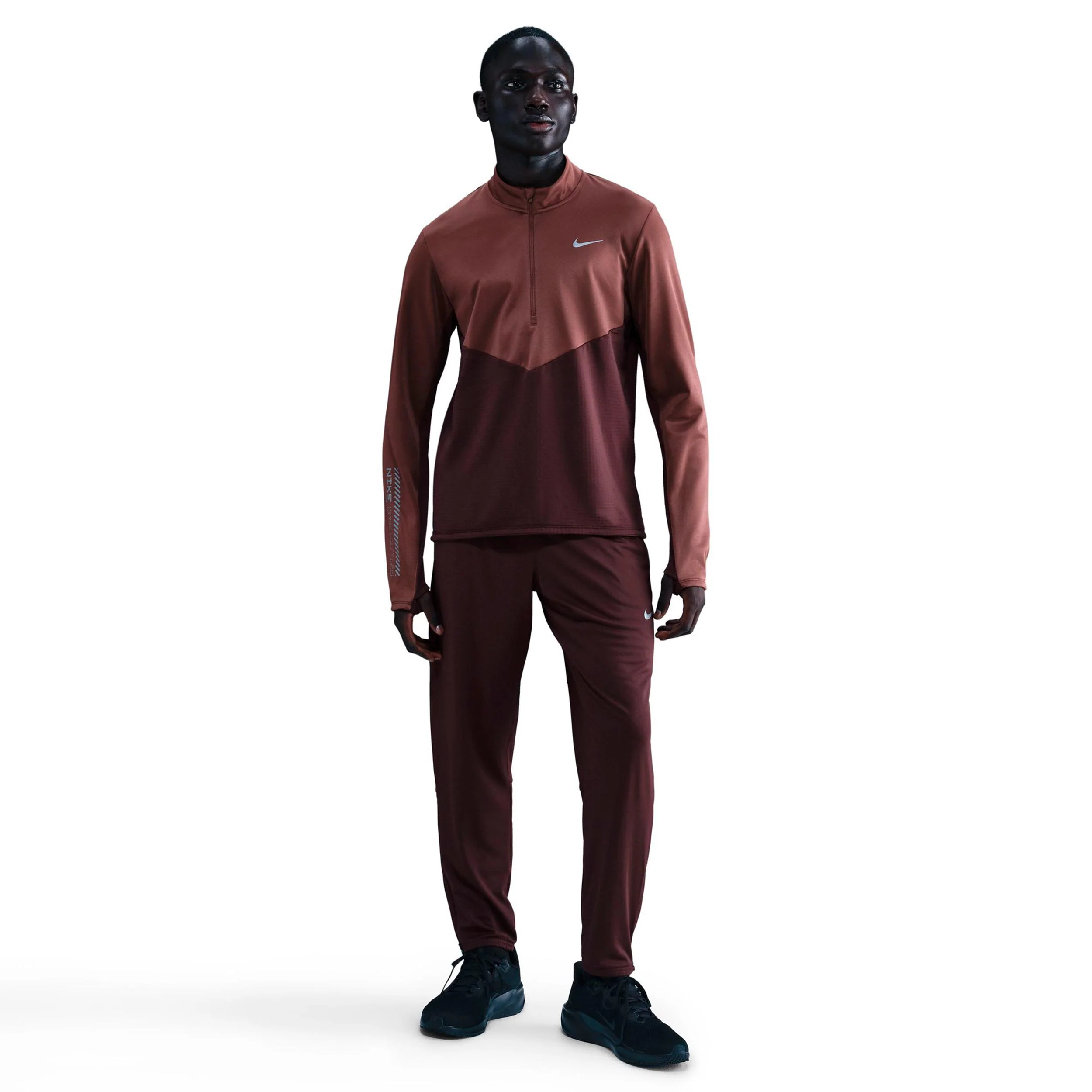 Pacer Winterized Half-Zip Löpartröja Herrar - mörkröd, brons - Image 2